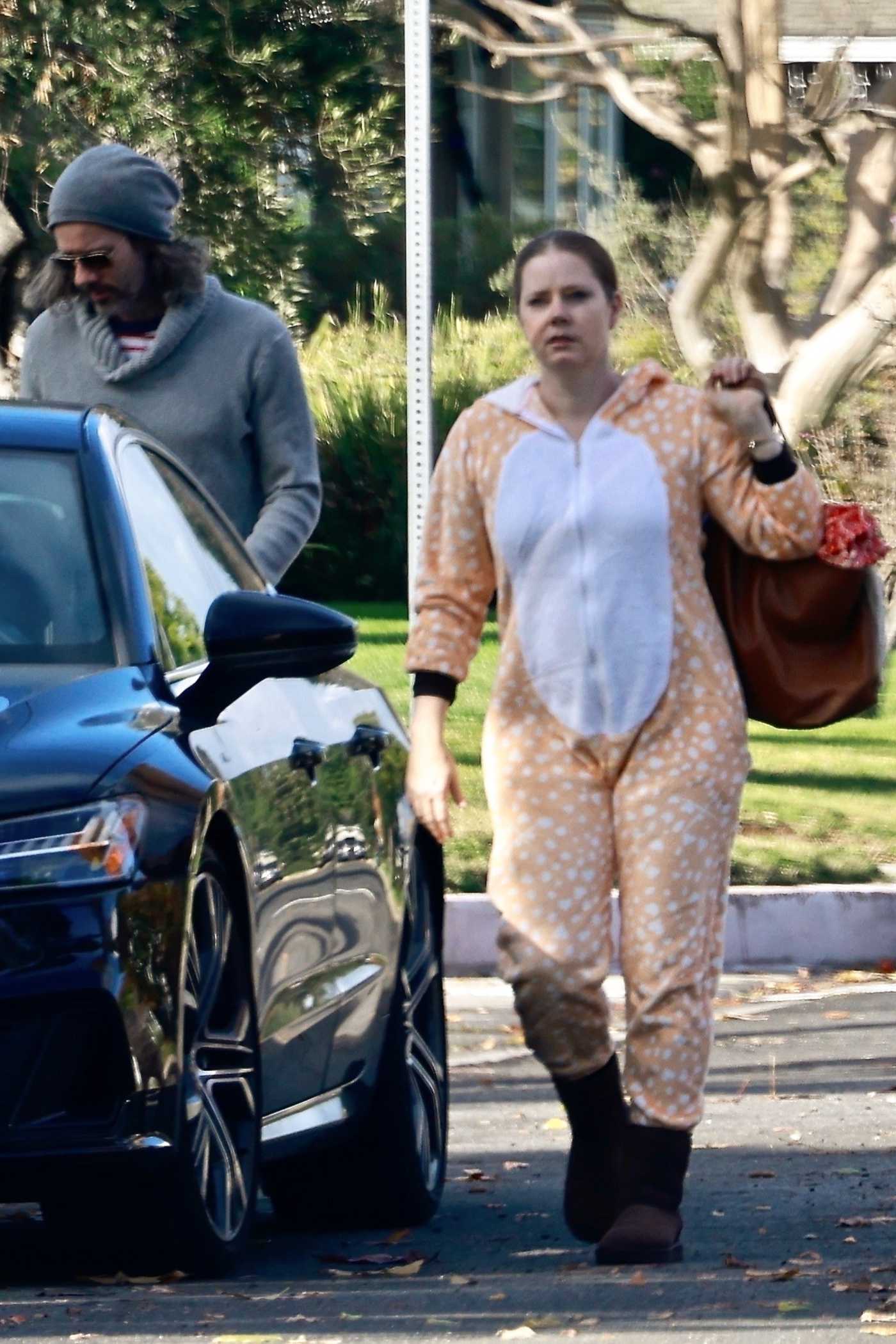 Amy Adams Arrives at Family's House with a Box full of Gifts in Los Angeles 12/24/2021
