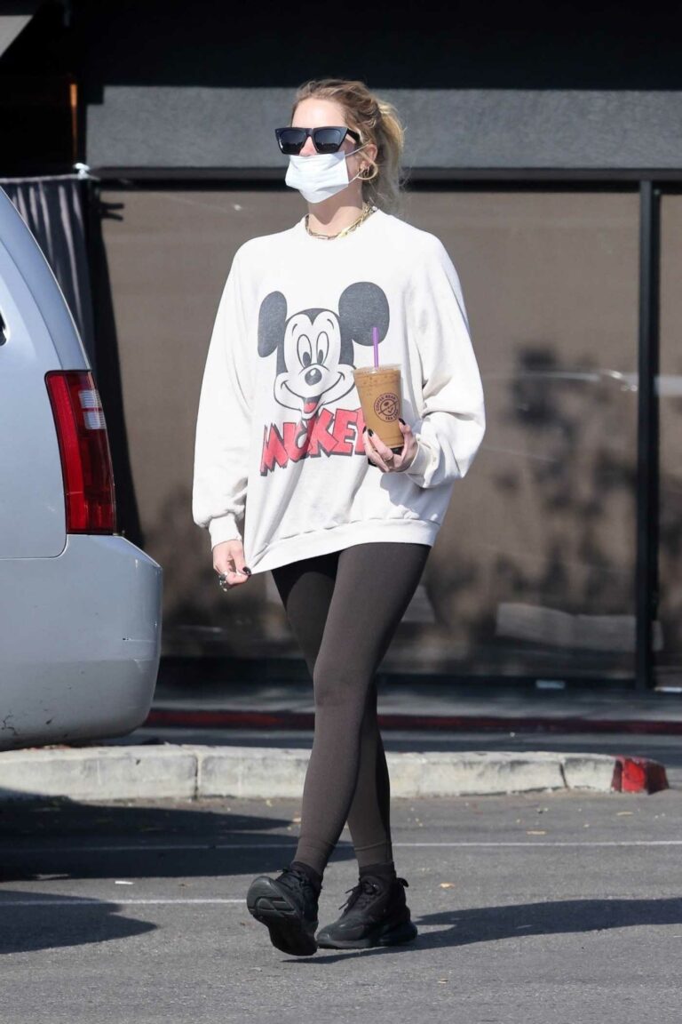 Ashley Benson in a White Mickey Mouse Sweatshirt