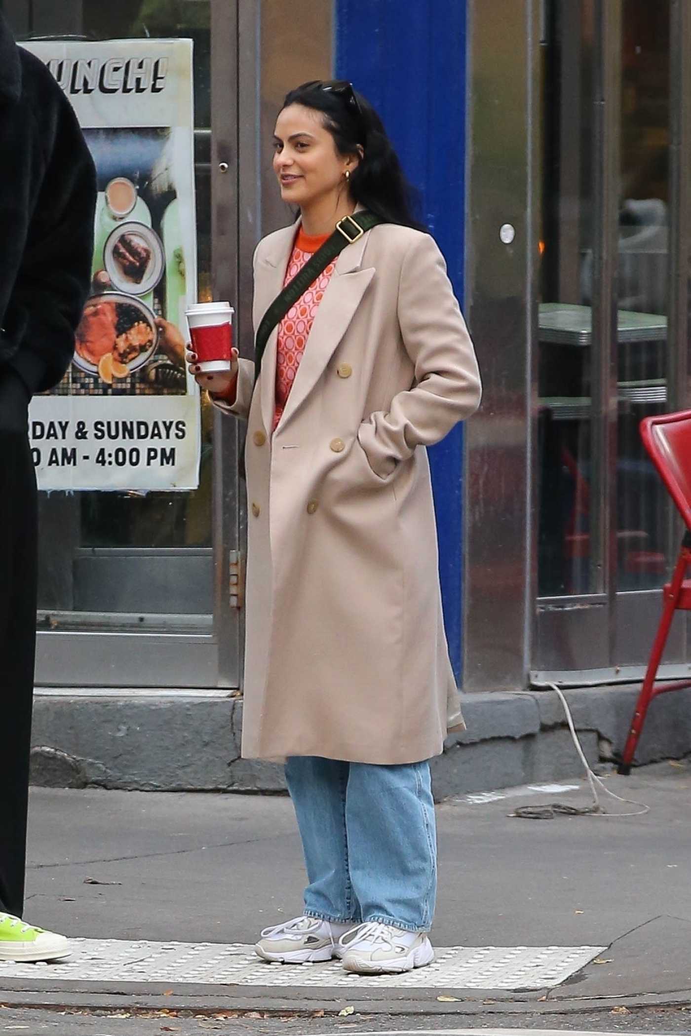 Camila Mendes in a Beige Coat Was Seen Out in New York City 12/07/2021