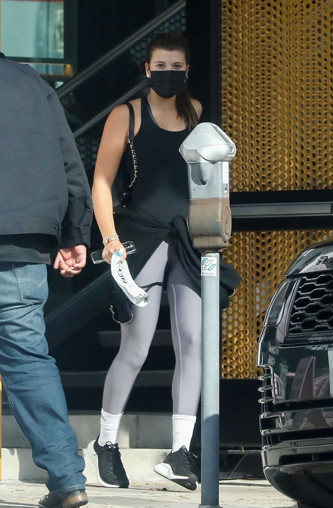 Sofia Richie in a Black Tank Top Leaves Her Workout Session in Los Angeles 12/16/2021