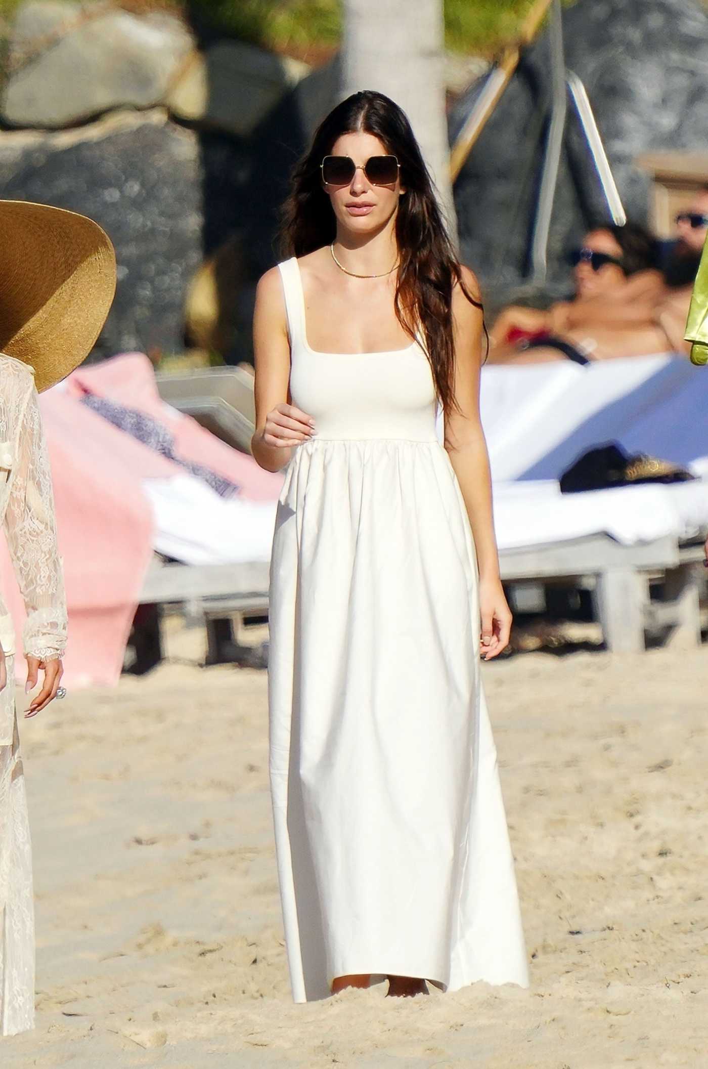 Camila Morrone in a White Dress Was Seen Out with Leonardo DiCaprio in St. Barts 01/03/2022