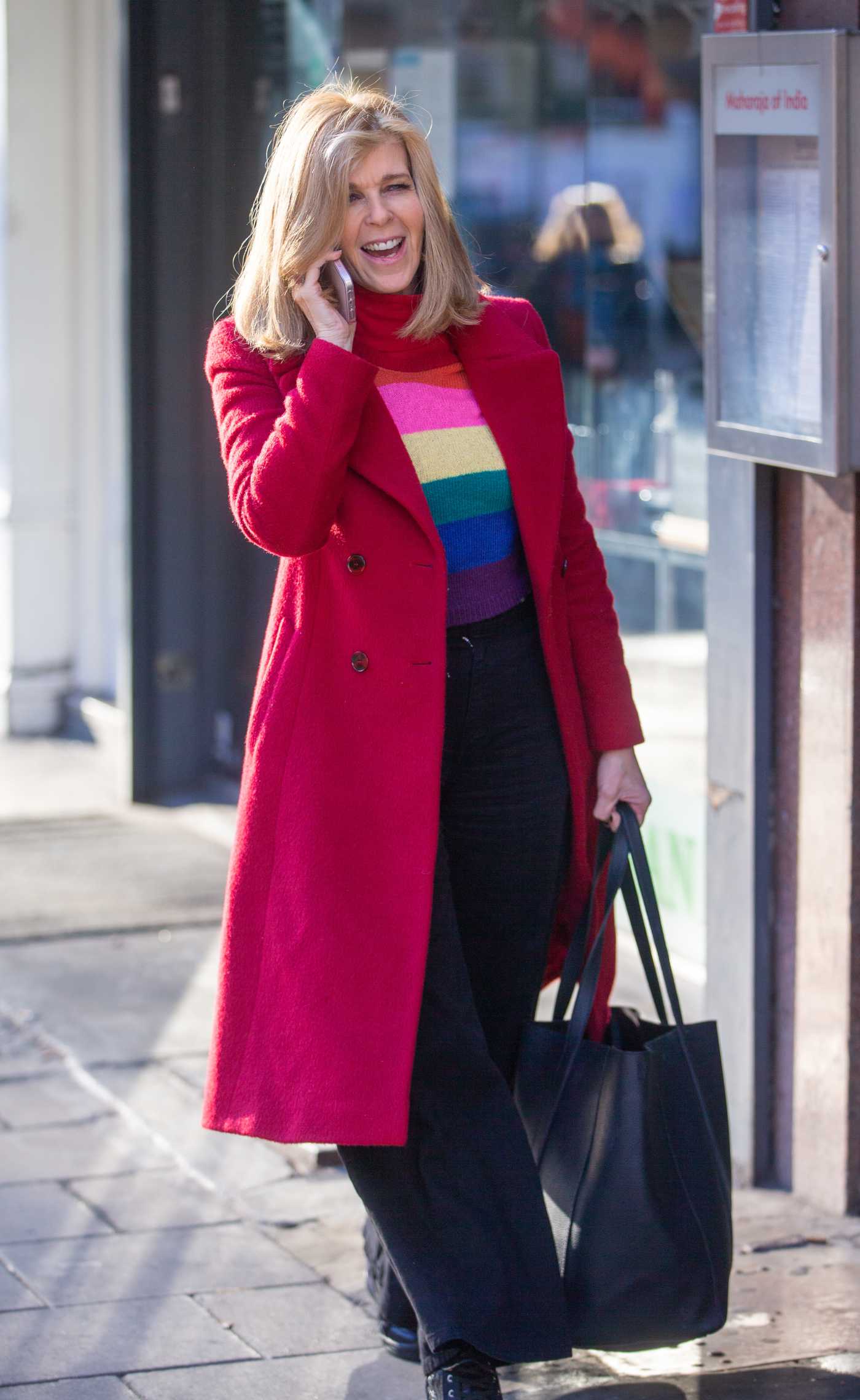 Kate Garraway in a Red Coat Arrives at the Global Offices in London 01/13/2022