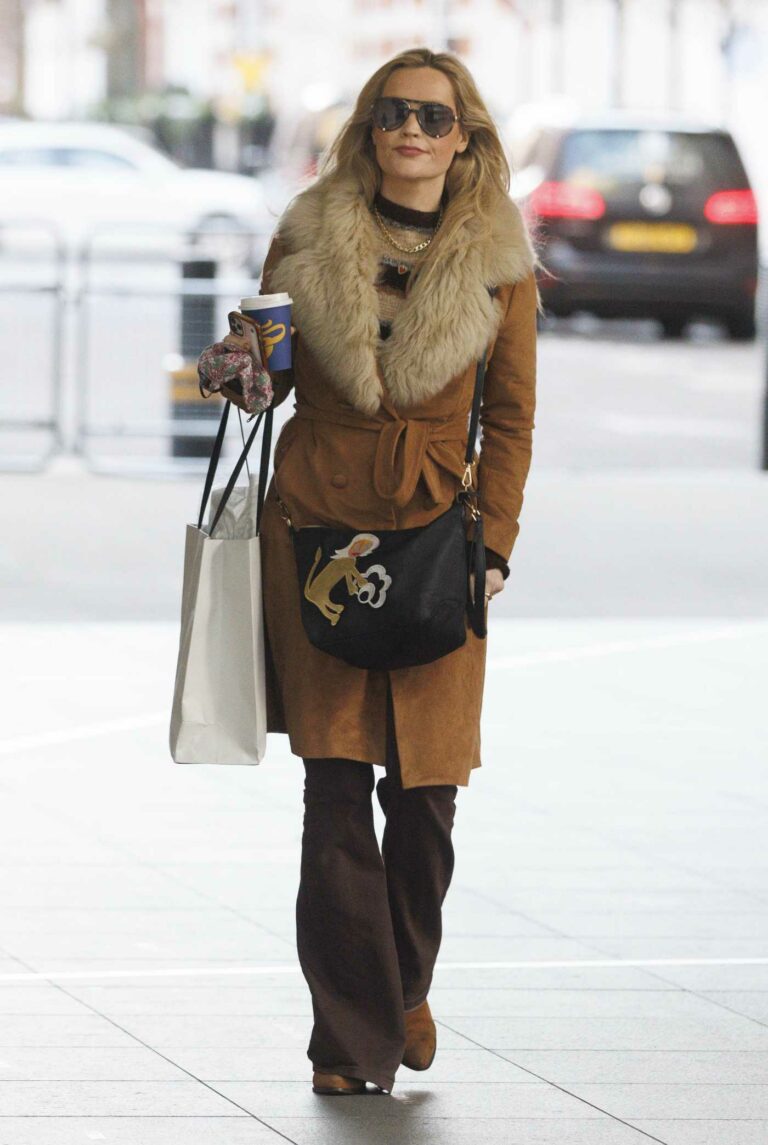 Laura Whitmore in a Caramel Coloured Coat