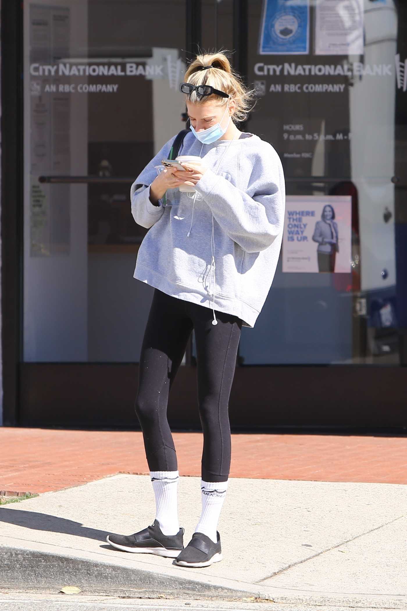 Charlotte McKinney in a Grey Sweatshirt Leaves a Gym Session in Brentwood 02/24/2022