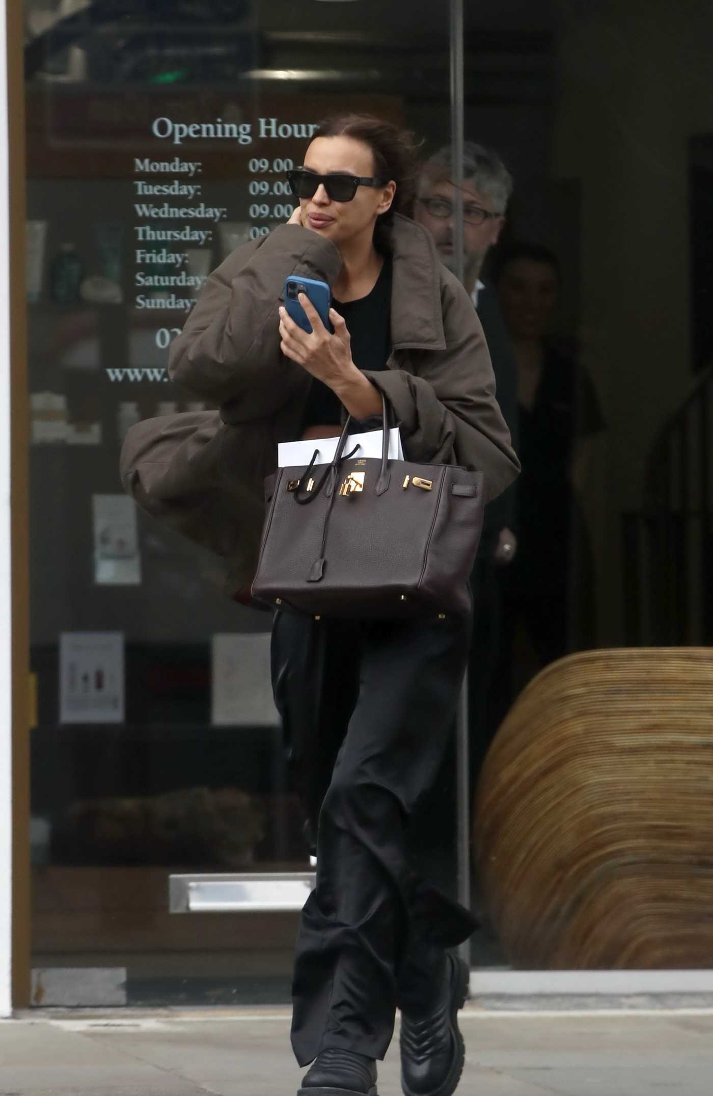 Irina Shayk in a Brown Coat Was Seen Out in London 02/17/2022