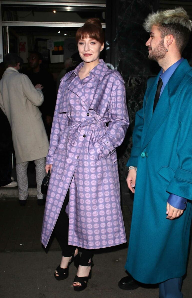 Nicola Roberts in a Purple Trench Coat