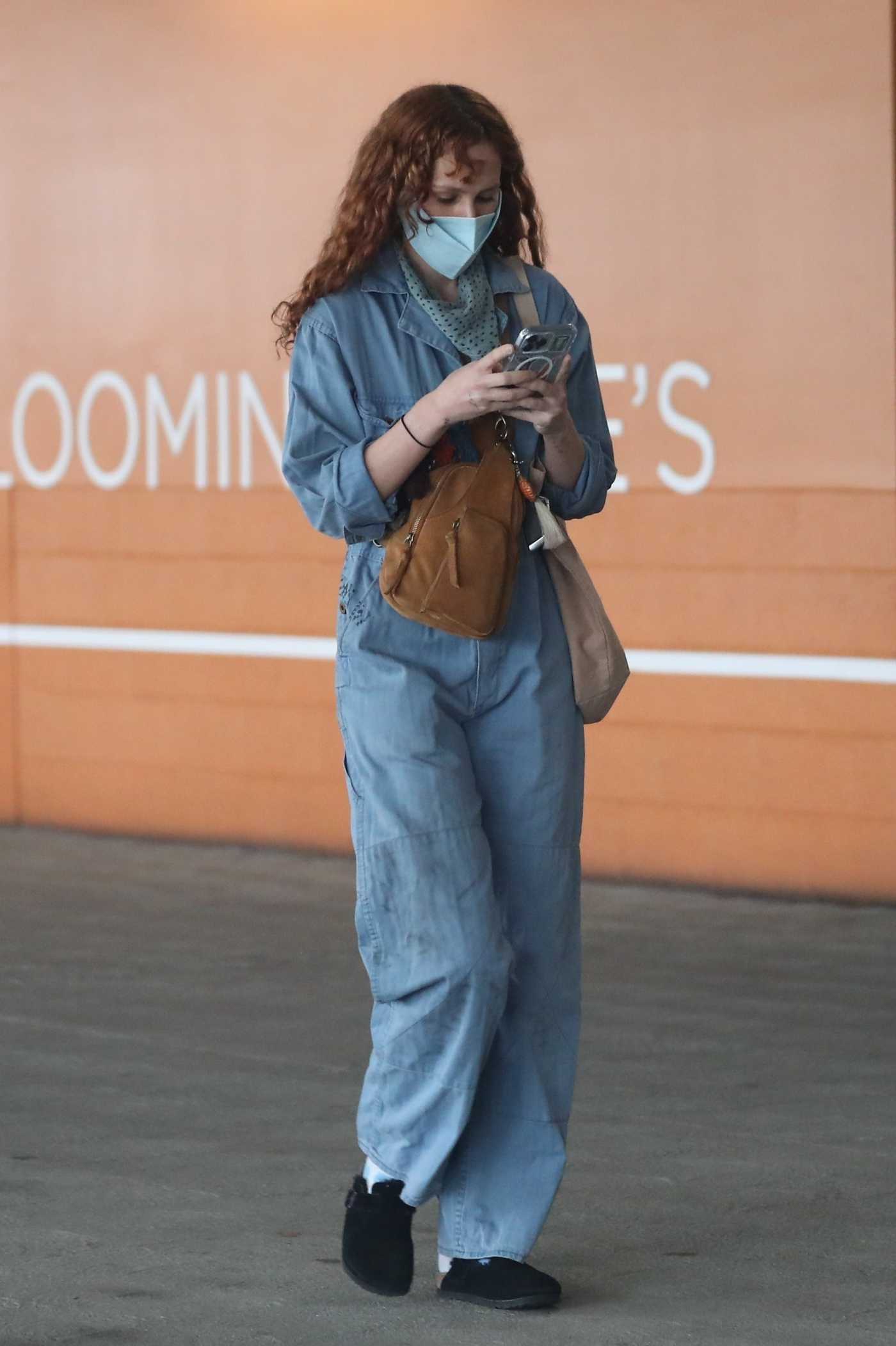 Rumer Willis in a Blue Denim Jumpsuit Was Seen Out in Century City 01/30/2022