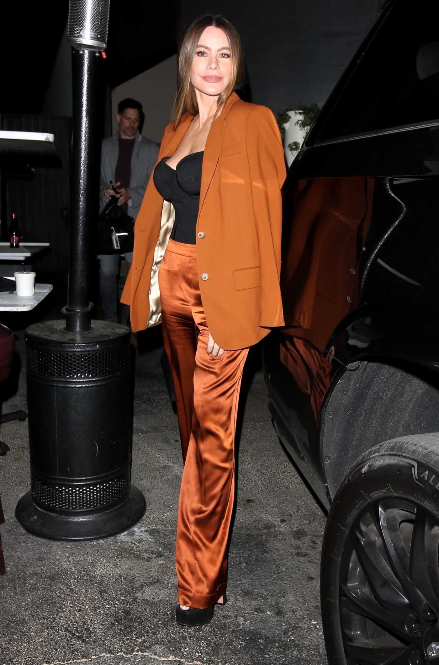 Sofia Vergara in an Orange Blazer Leaves a Romantic Dinner Date at Craig's in West Hollywood 02/20/2022