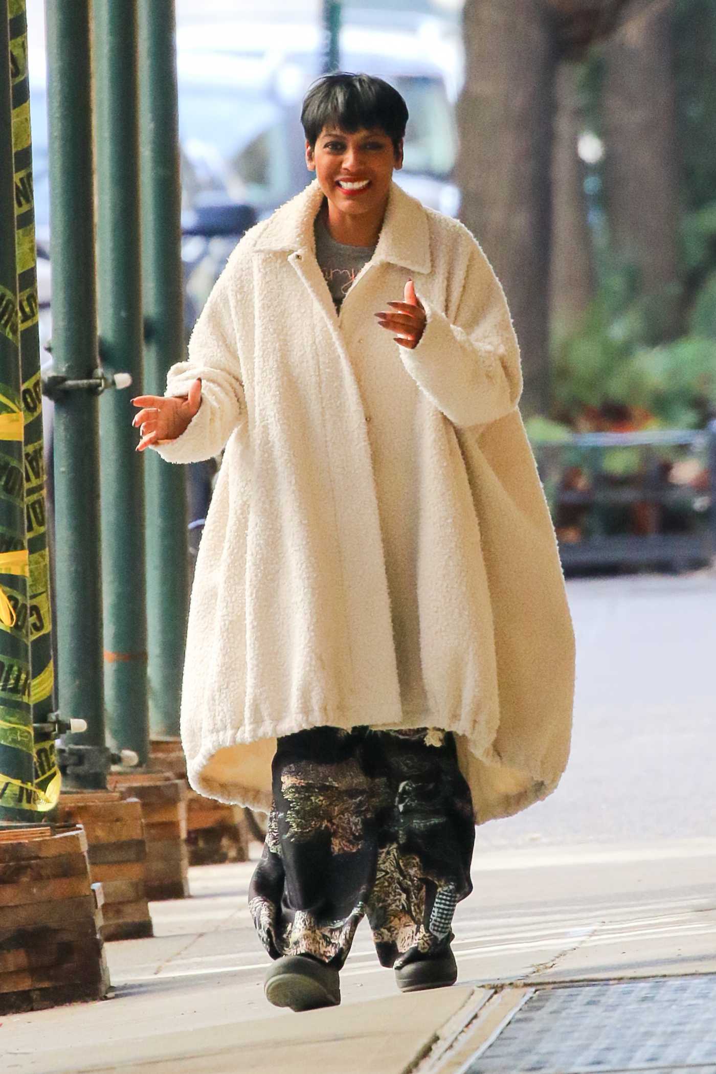 Tamron Hall in a Beige Coat Was Seen Out in New York 02/09/2022