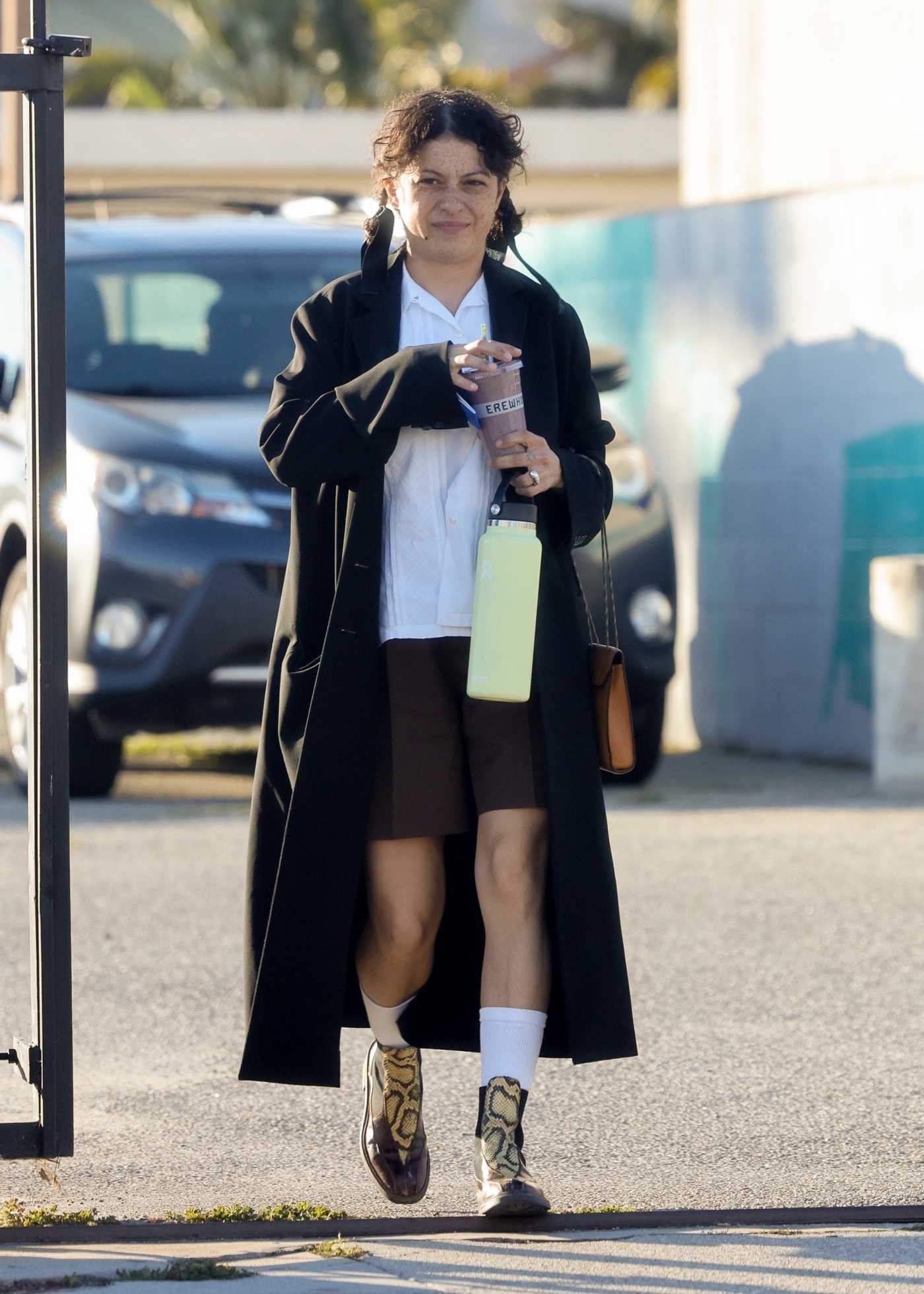 Alia Shawkat in a Black Coat Heads to a Spa for a Pampering Session in Los Angeles 03/07/2022