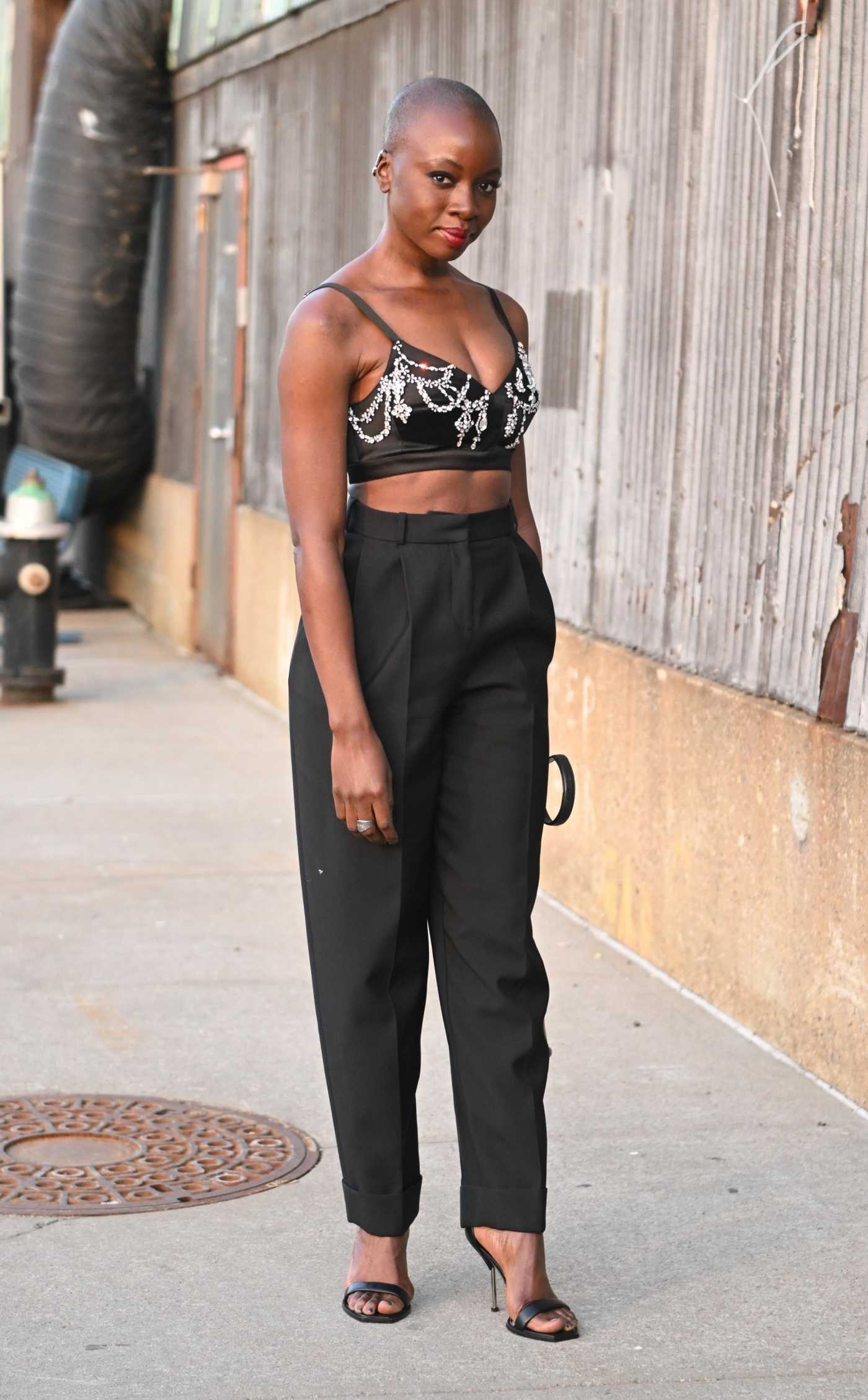Danai Gurira in a Black Pants Arrives at the Alexander McQueen Fashion Show in New York 03/15/2022