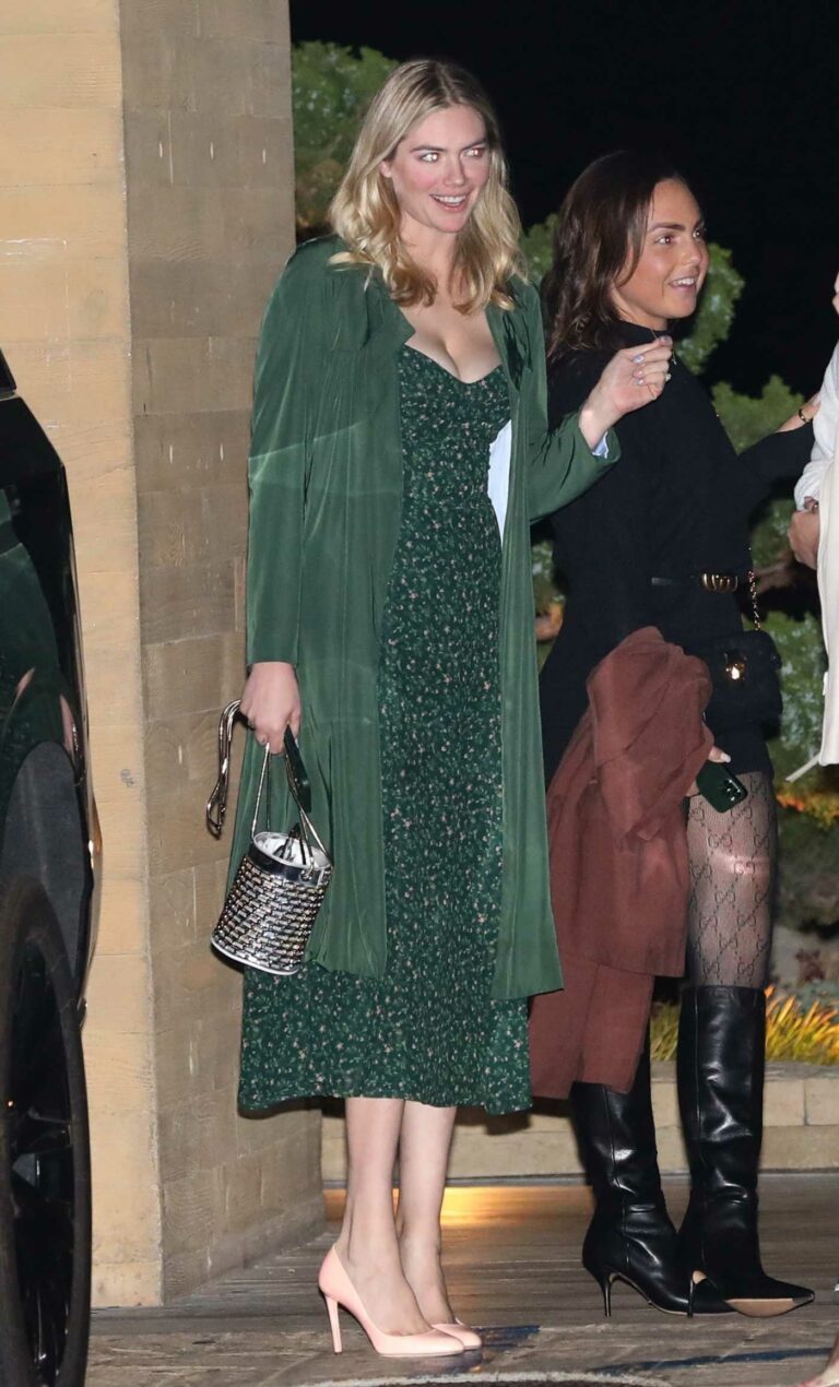 Kate Upton in a Green Floral Dress