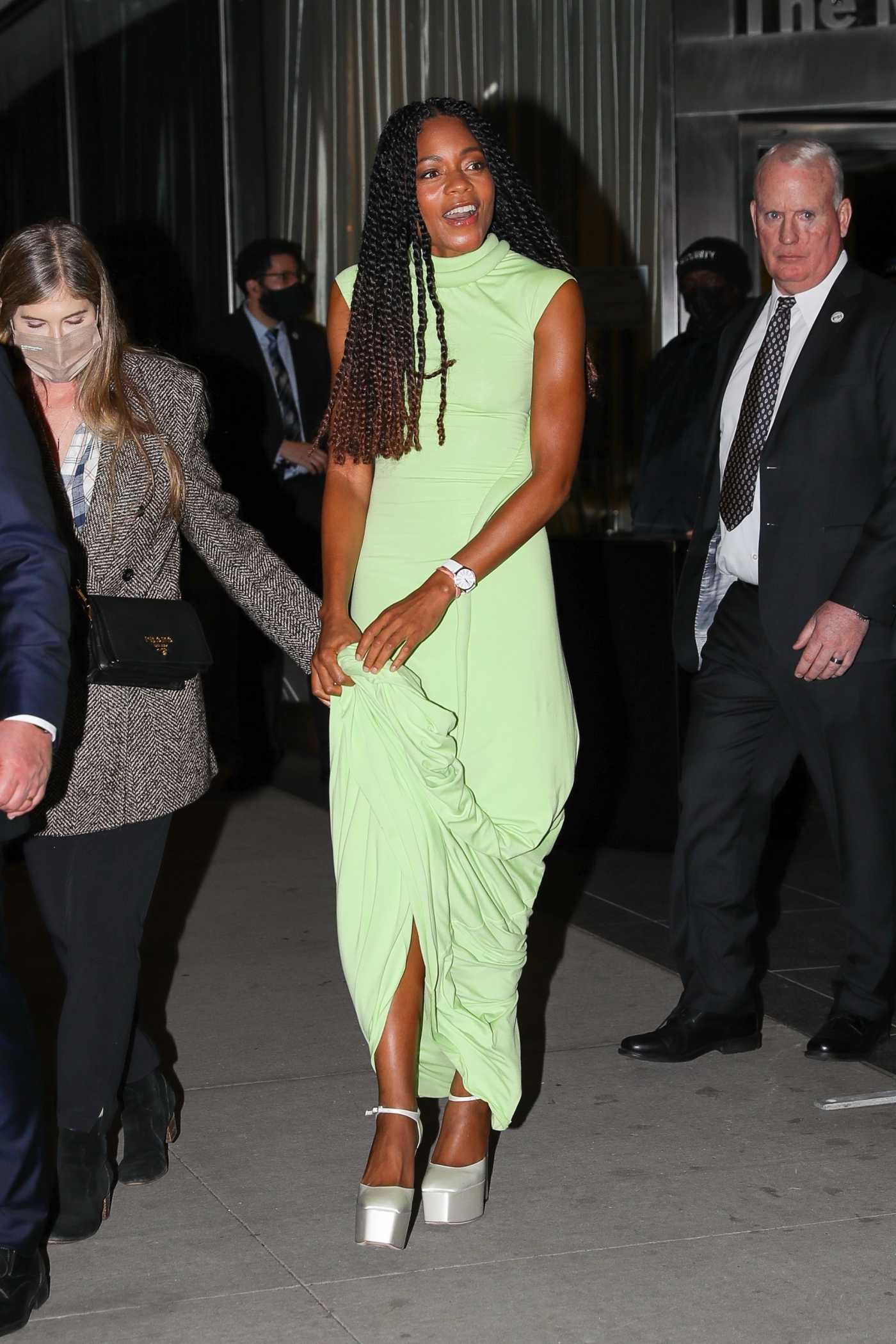 Naomie Harris in a Neon Green Dress Leaves The Man Who Fell to Earth Premiere in New York 04/19/2022