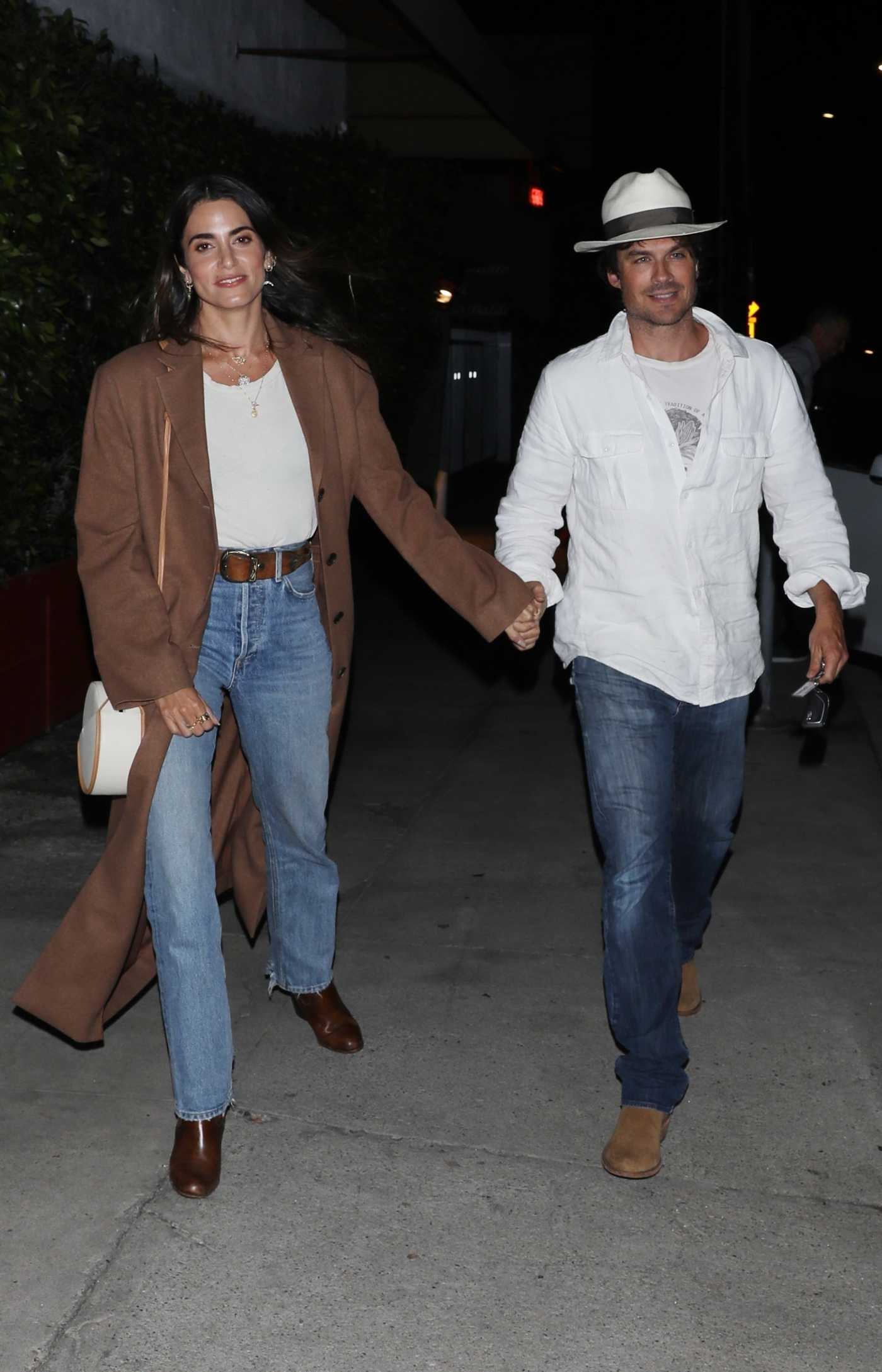 Nikki Reed in a Tan Coat Was Seen Out with Ian Somerhalder in Santa Monica 04/06/2022