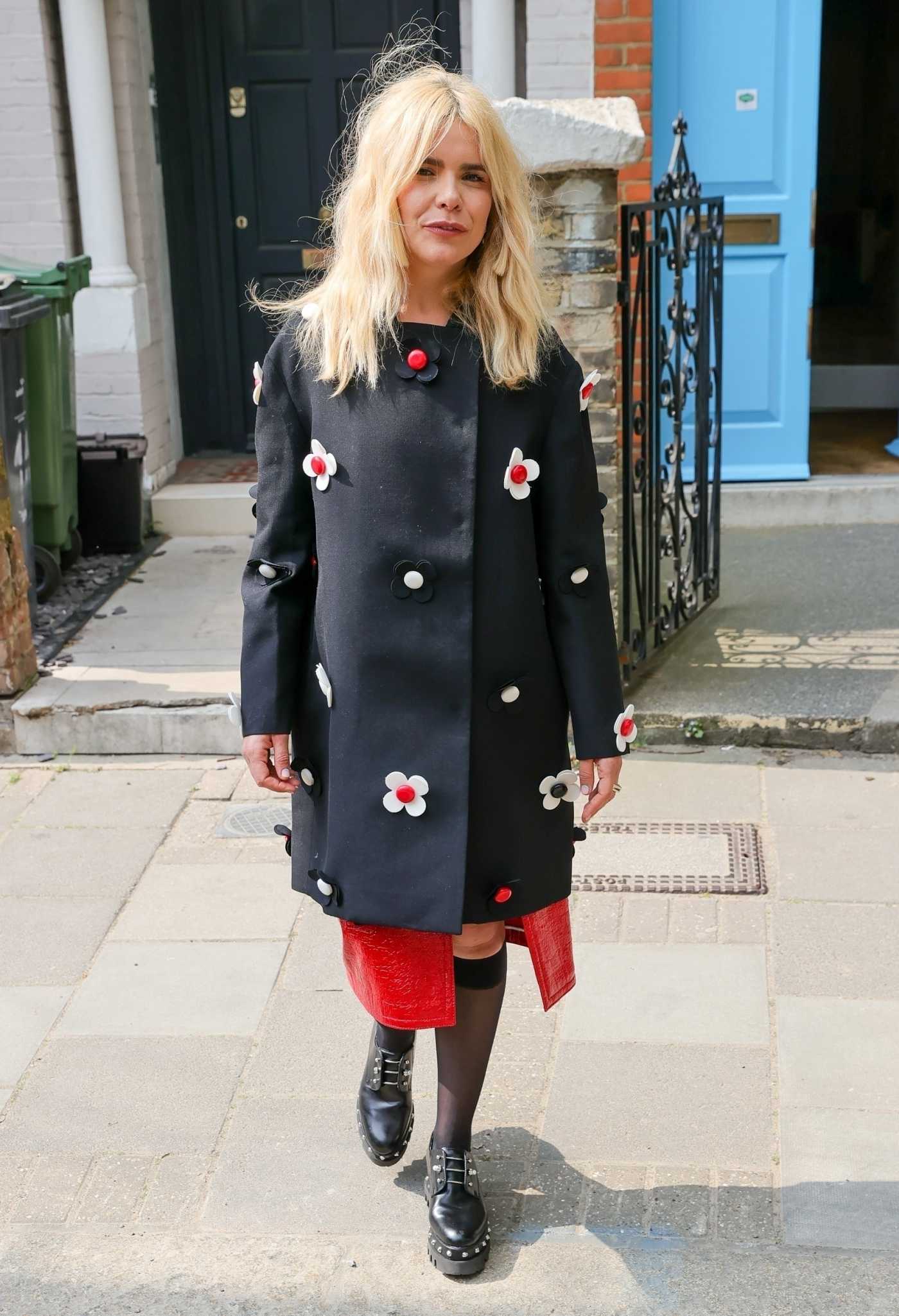 Paloma Faith in a Black Flowery Coat Arrives at Saturday Kitchen TV in London 04/23/2022