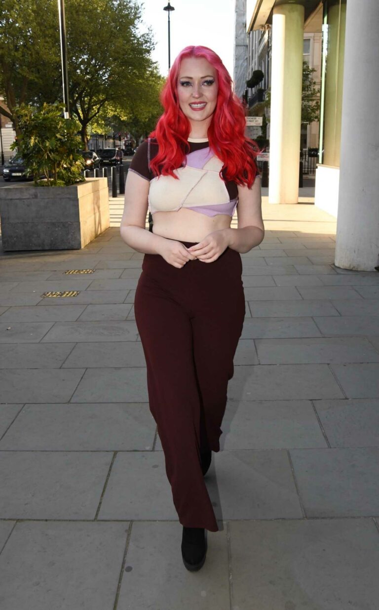 Victoria Clay in a Burgundy Pants