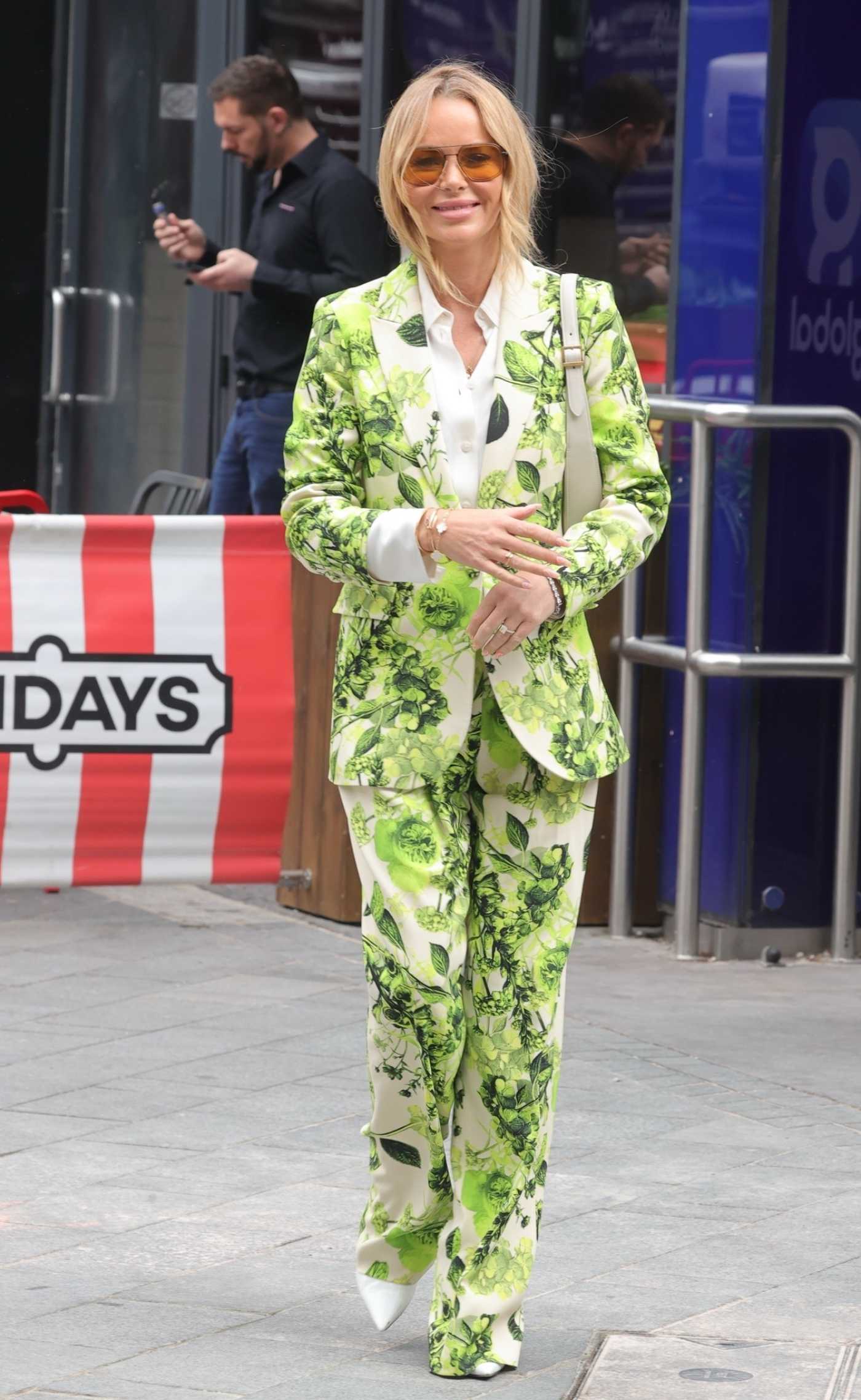 Amanda Holden in a Floral Print Pantsuit Was Seen Out in London 05/16/2022
