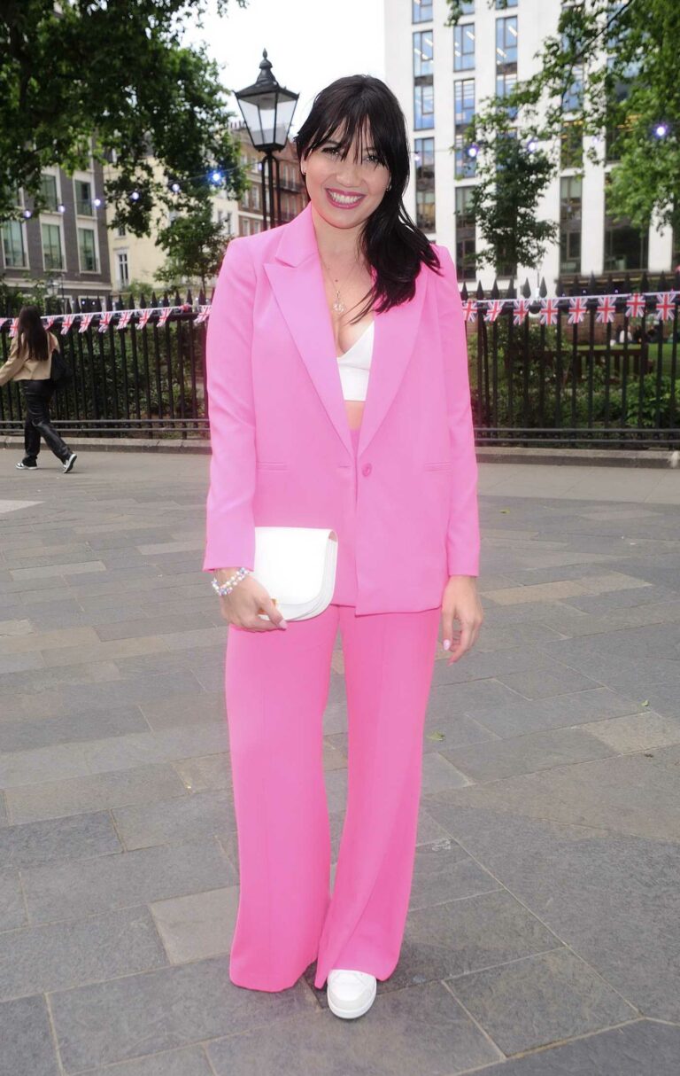 Daisy Lowe in a Pink Pantsuit