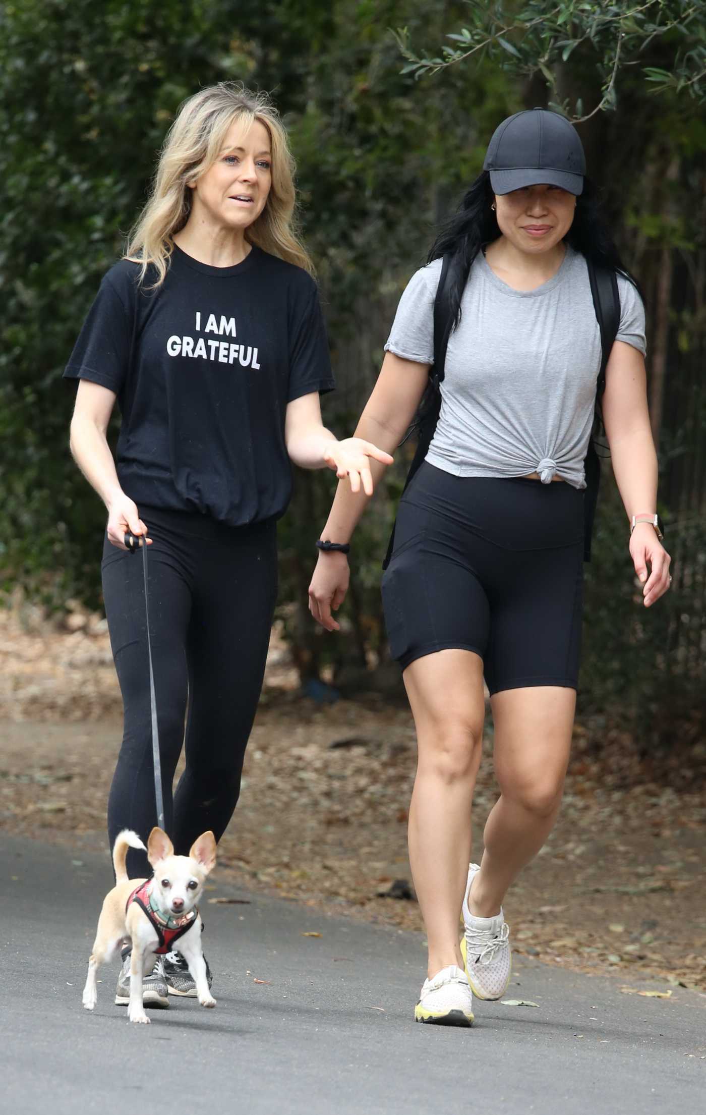 Lindsey Stirling in a Black Tee Steps Out for a Dog Walk with a Friend in Los Angeles 06/05/2022