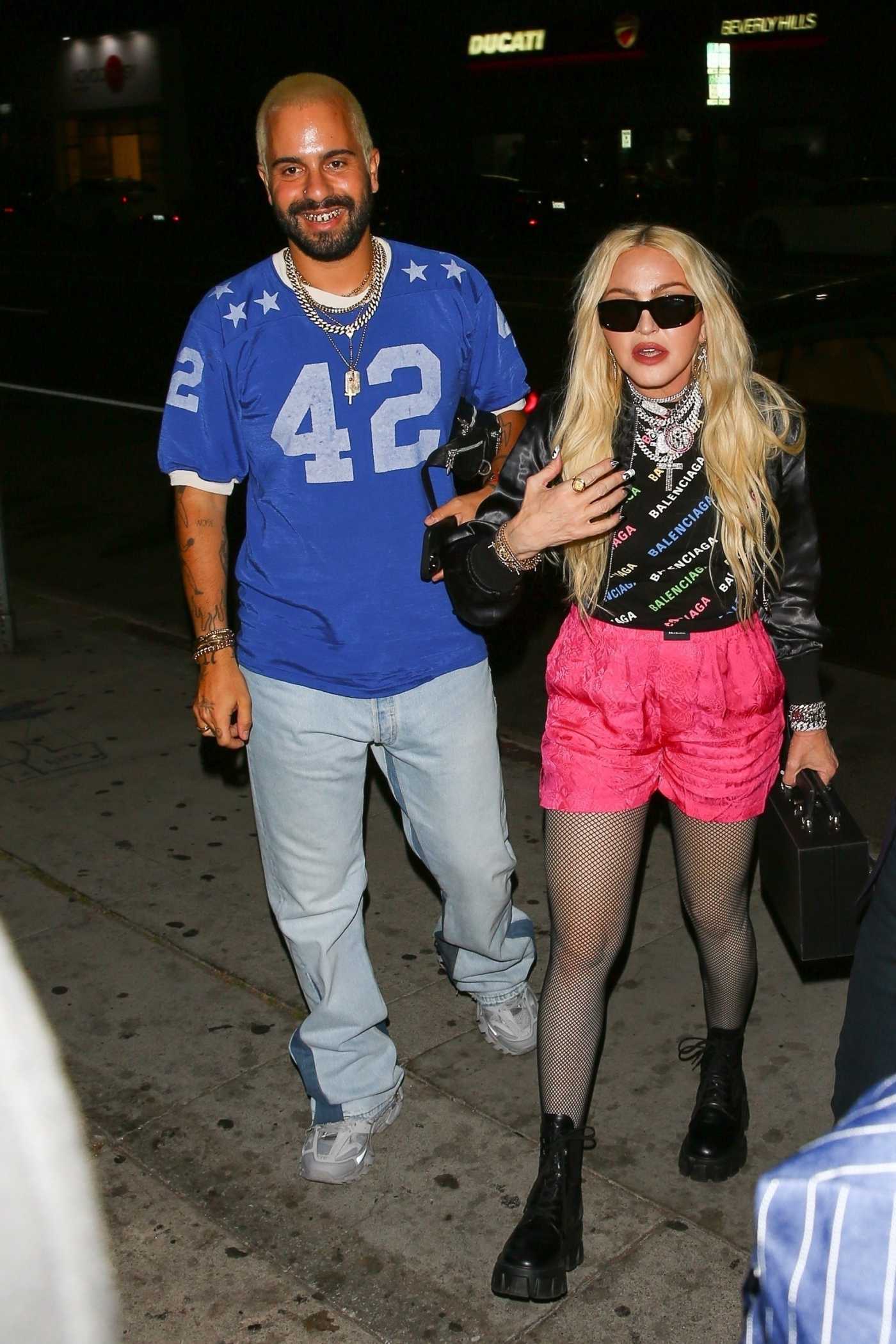 Madonna in a Pink Shorts Enjoys a Night Out at The Nice Guy with a Mystery Man in Los Angeles 06/11/2022