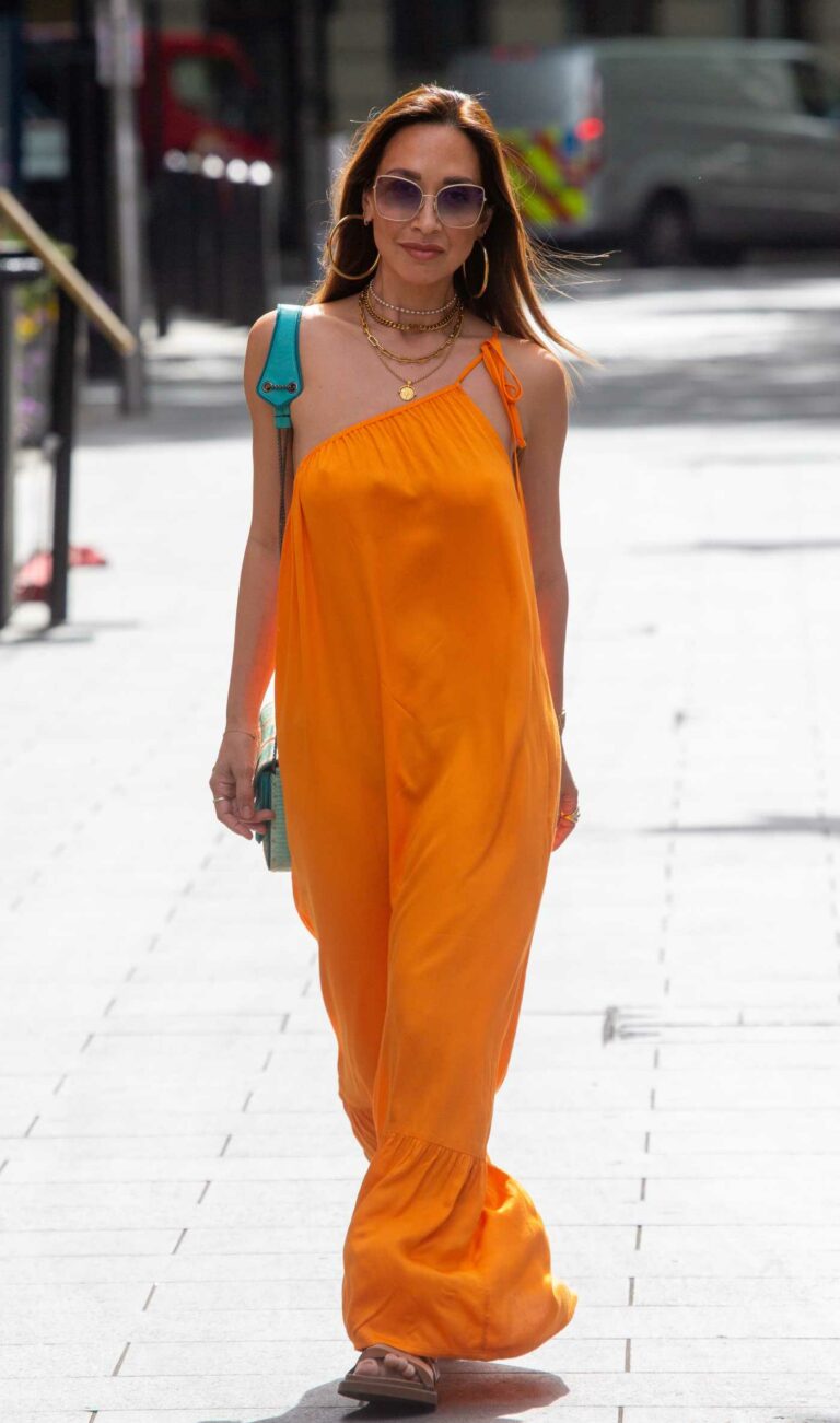 Myleene Klass in an Orange Dress