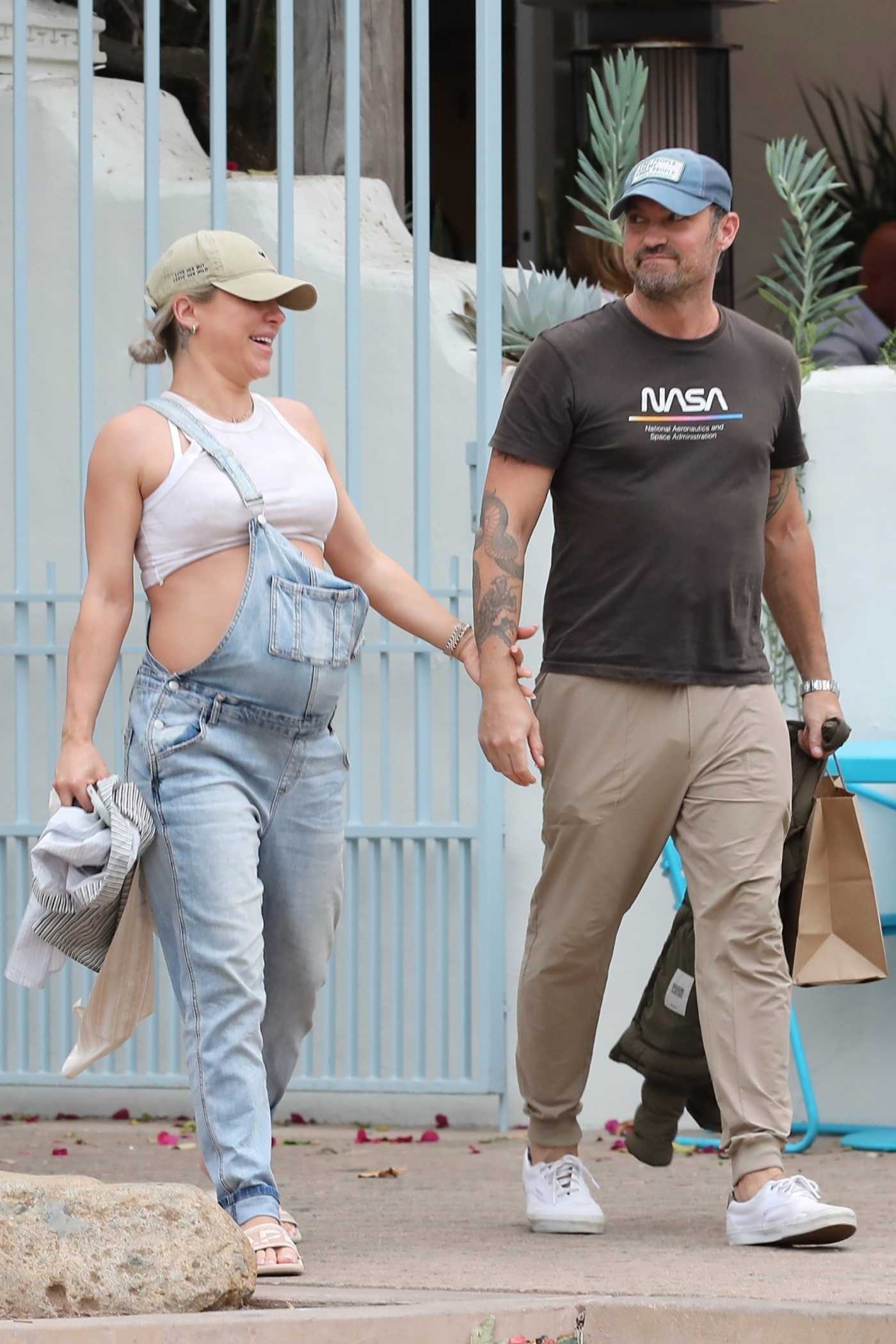 Sharna Burgess in a White Top Was Seen Out with Brian Austin Green Leaves a Restaurant in Malibu 06/02/2022