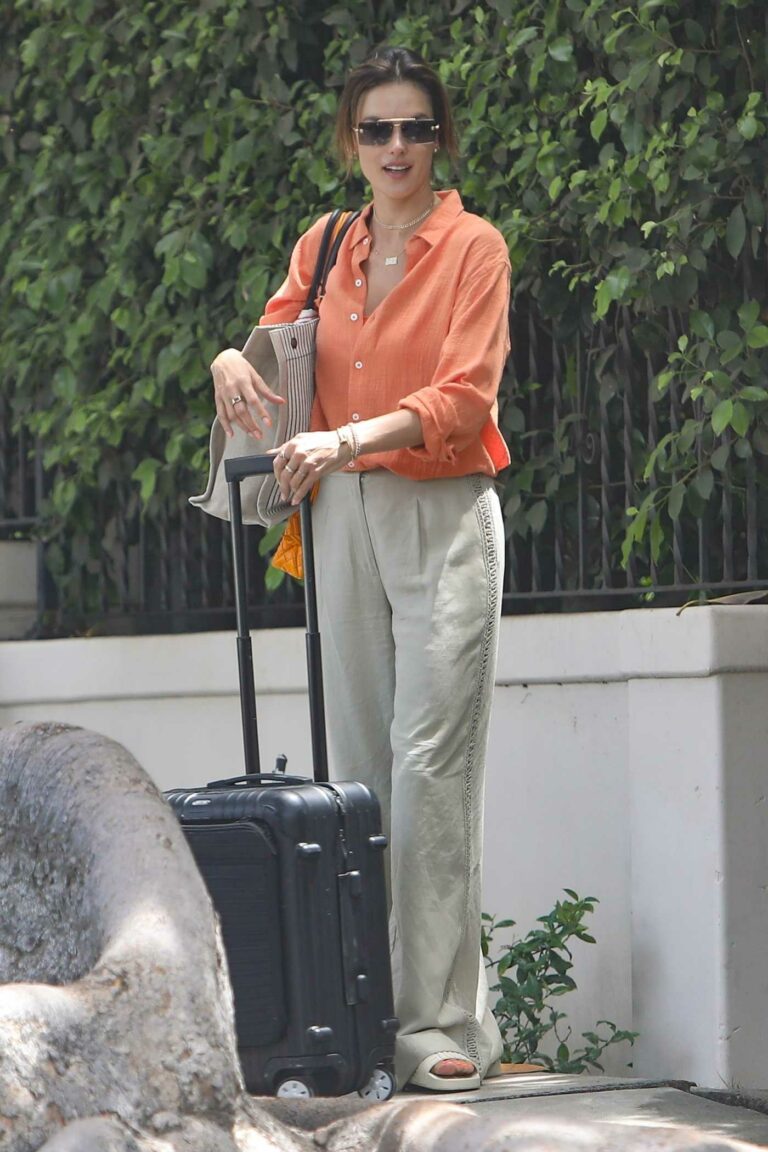 Alessandra Ambrosio in an Orange Shirt