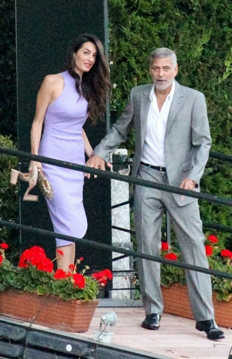 Amal Clooney in a Purple Dress