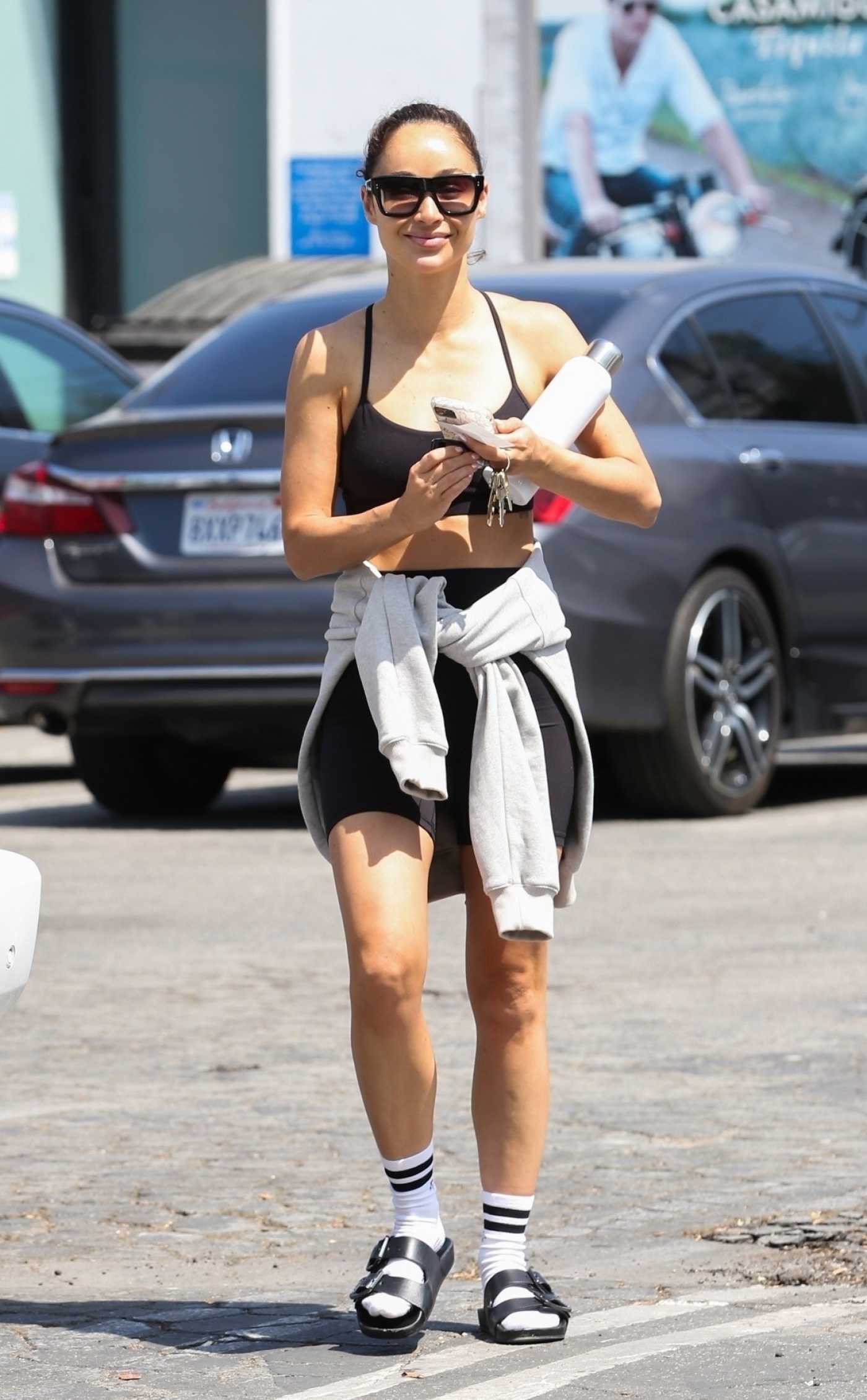 Cara Santana in a Black Sports Bra Leaves the Gym After a Workout in West Hollywood 07/12/2022