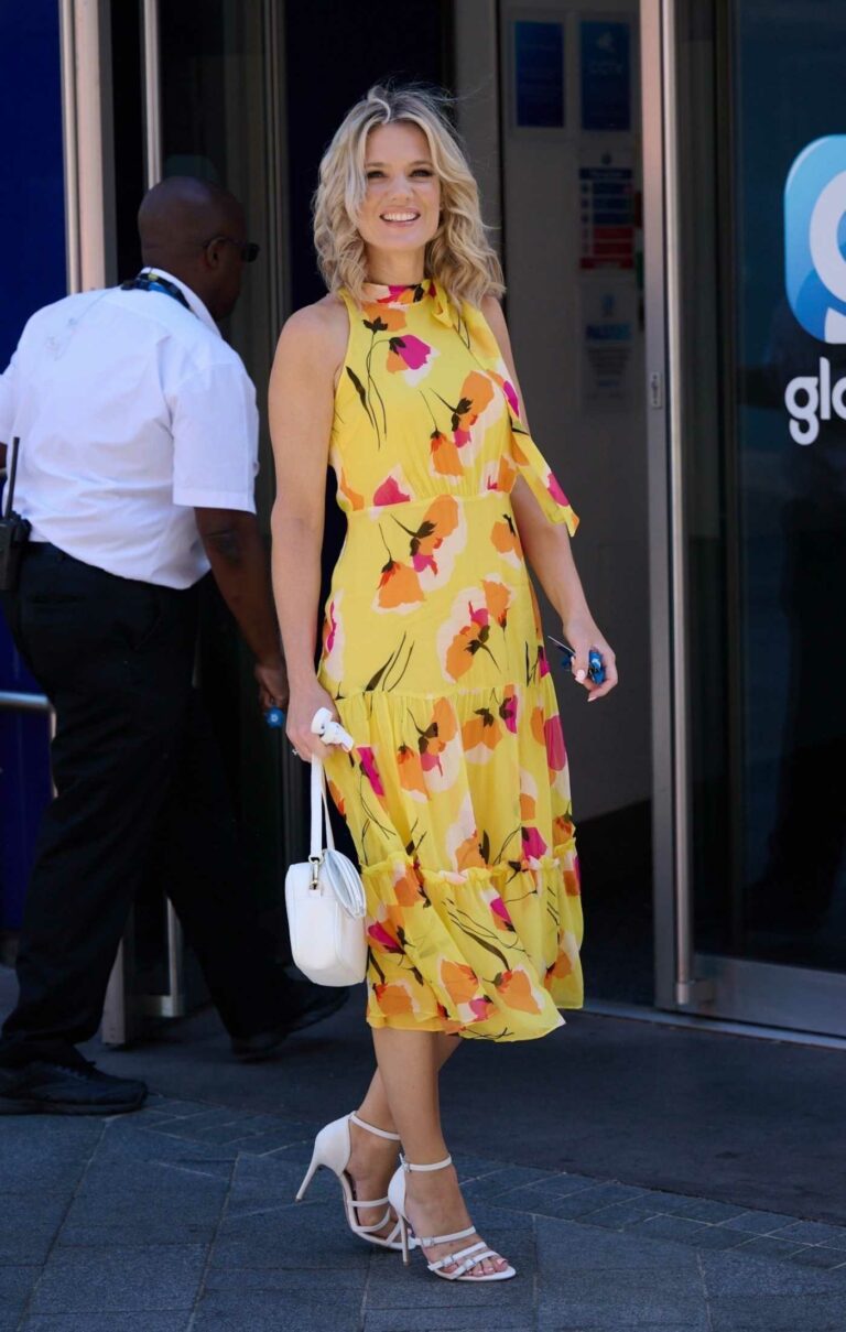 Charlotte Hawkins in a Yellow Floral Dress