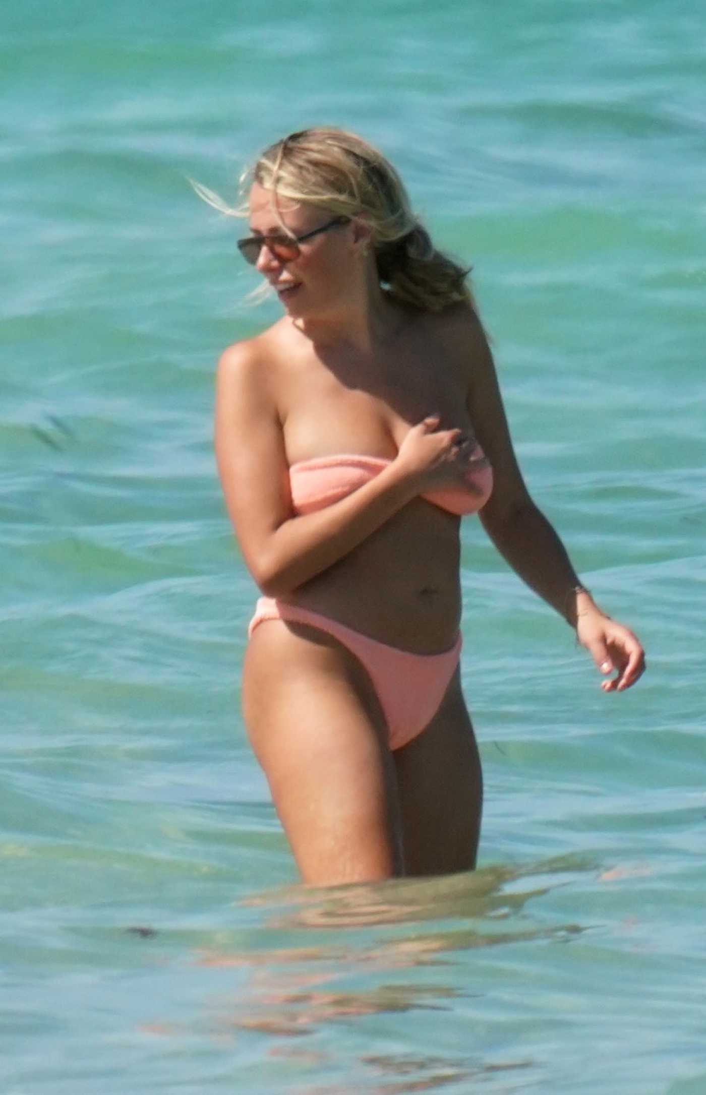 Corinna Kopf in a Pink Bikini on the Beach in Miami 07/02/2022