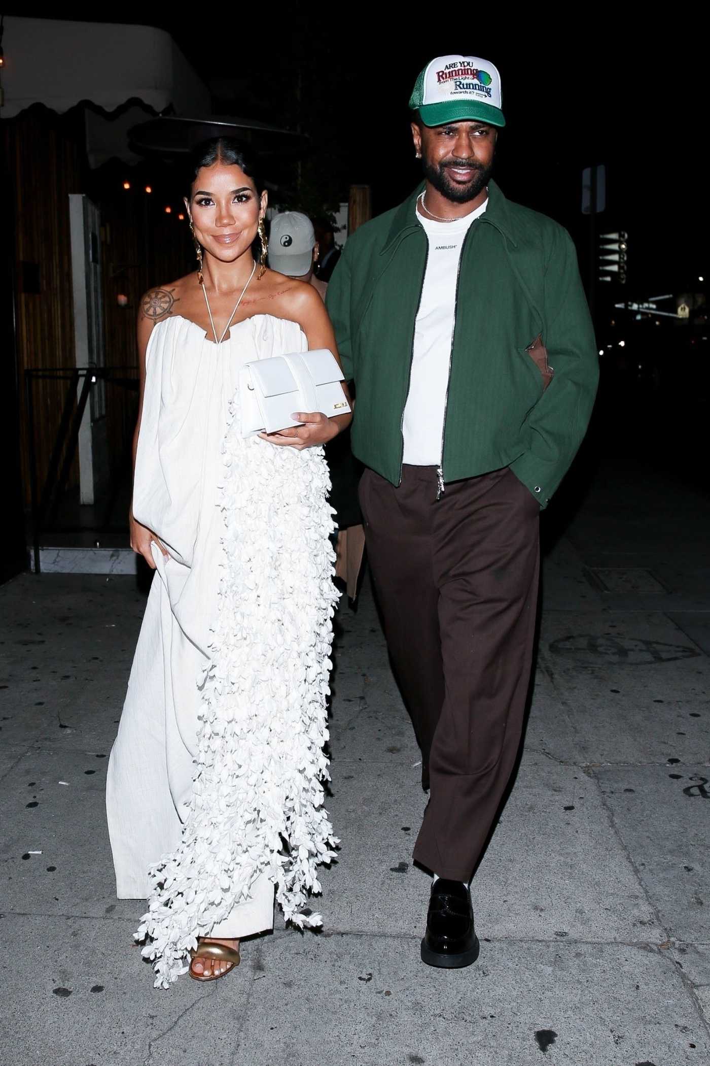 Jhene Aiko in a White Dress Leaves The Nice Guy with Big Sean in West Hollywood 07/24/2022