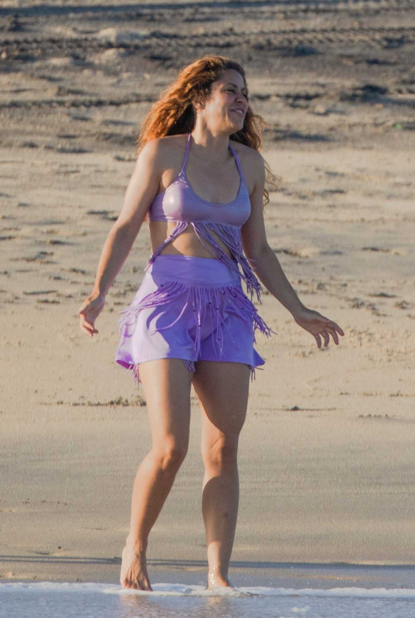 Shakira in a Purple Bikini on the Beach in Cabo San Lucas 07/25/2022