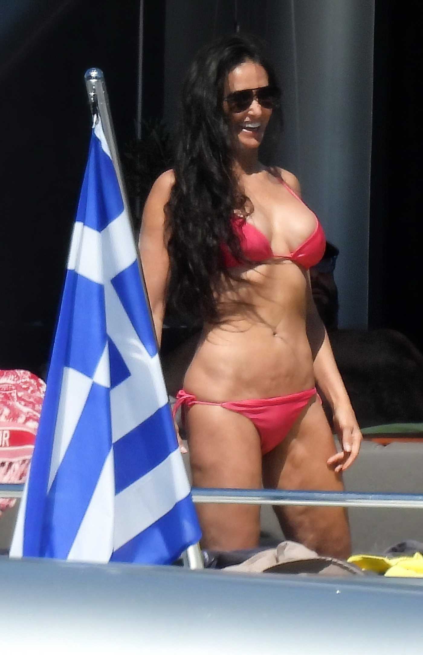 Demi Moore in a Pink Bikini at Yacht off the Coast of Greece 08/14/2022