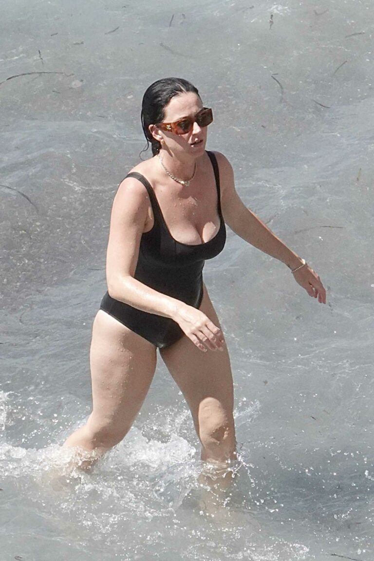 Katy Perry in a Black Swimsuit