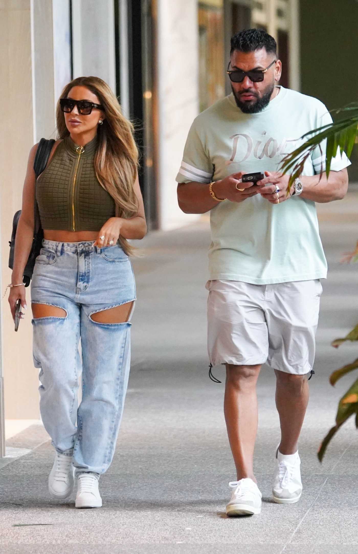 Larsa Pippen in a White Sneakers Goes Shopping Out with Scottie Pippen at the Bal Harbour Shops in Miami 08/09/2022