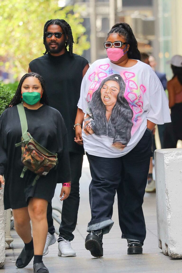 Lizzo in a Pink Protective Mask