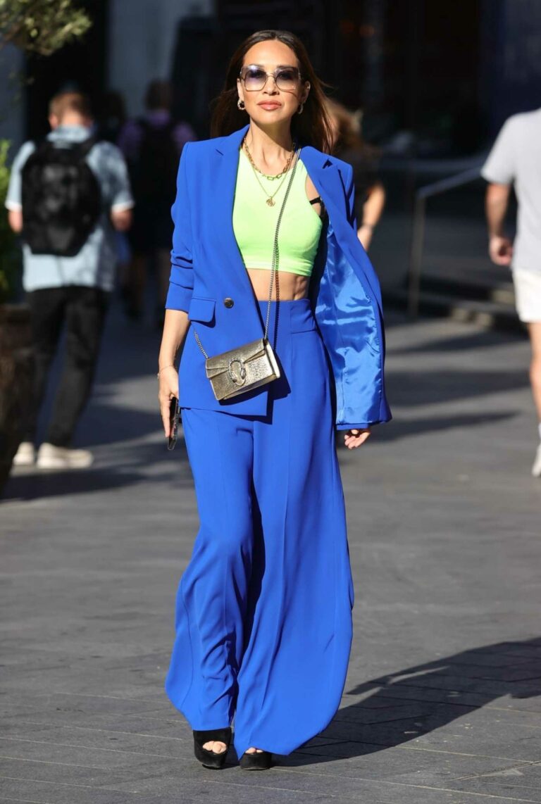 Myleene Klass in Electric Blue Trouser Suit