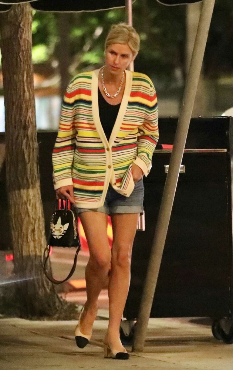 Nicky Hilton in a Striped Cardigan