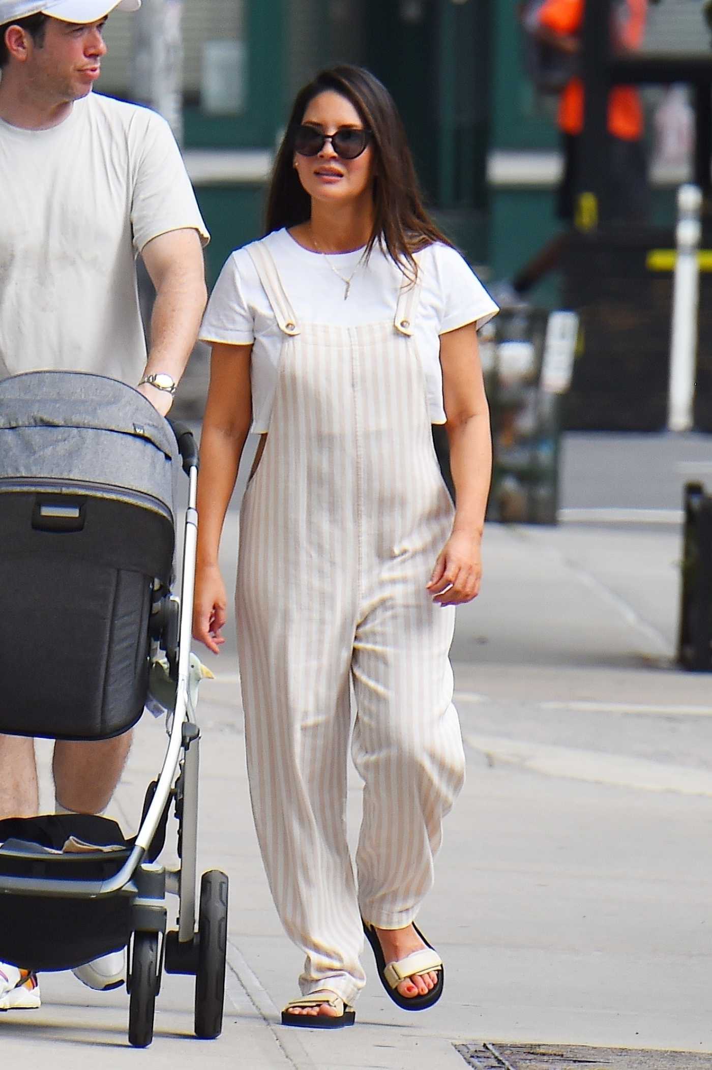 Olivia Munn in a Striped Jumpsuit Was Seen Out with John Mulaney in New York 08/04/2022