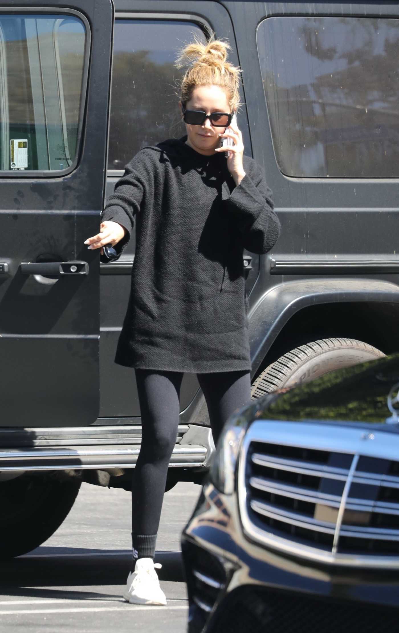 Ashley Tisdale in a Black Hoodie Was Seen Out in West Hollywod 09/19/2022