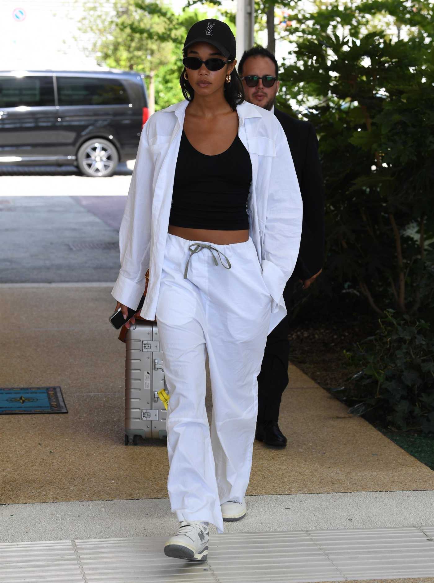 Laura Harrier in a White Tracksuit Was Seen During the 79th Venice International Film Festival in Venice 09/04/2022