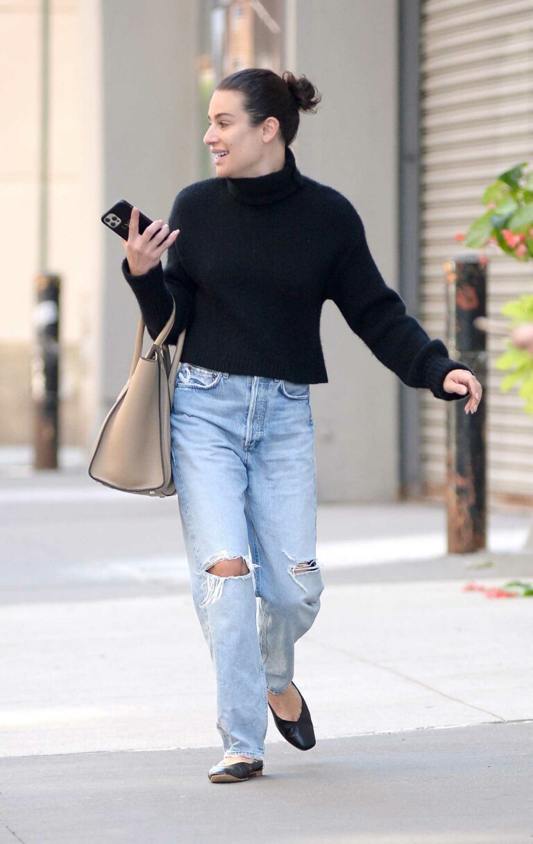 Lea Michele in a Black Sweater