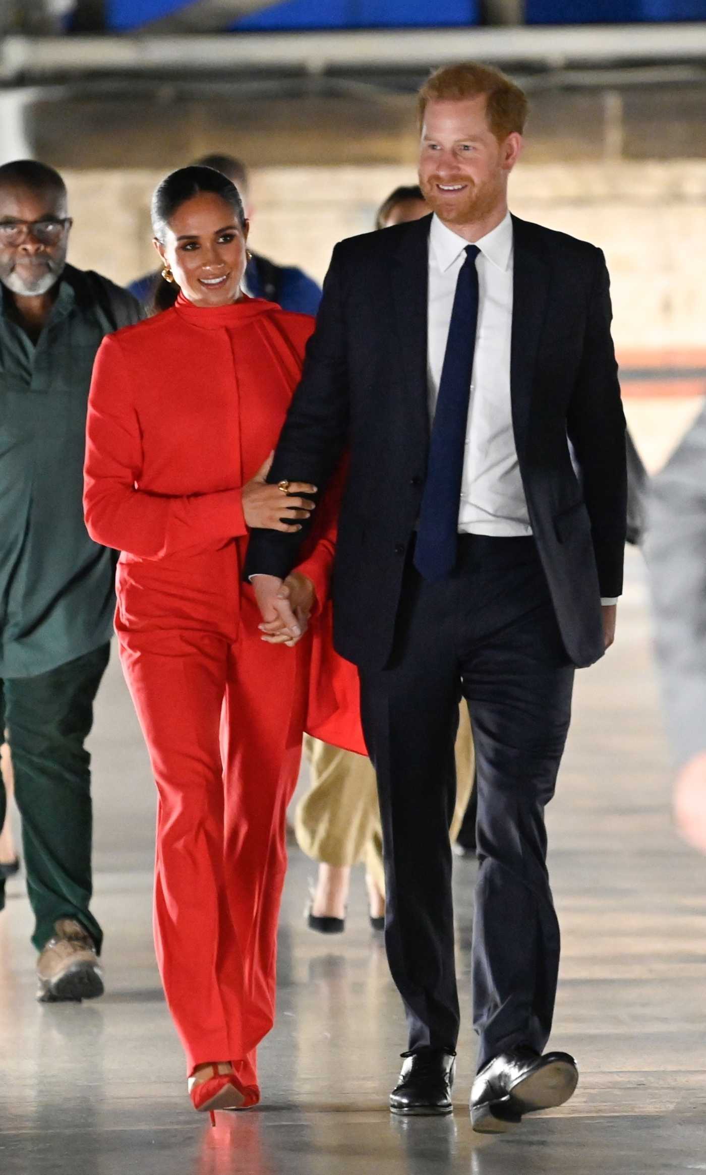 Meghan Markle in a Red Pantsuit Was Seen Out with Prince Harry in London 09/05/2022