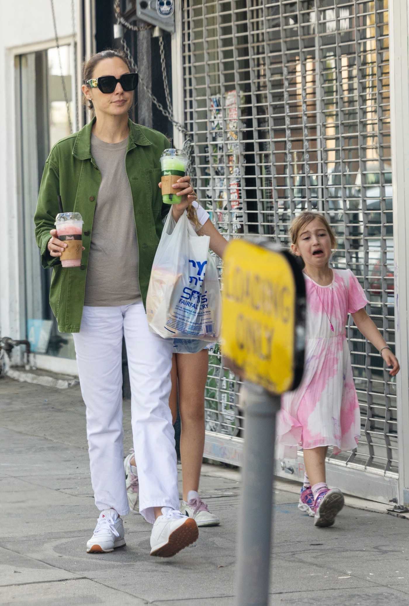 Gal Gadot in a White Pants Was Seen Out with Her Children in Los Angeles 10/13/2022
