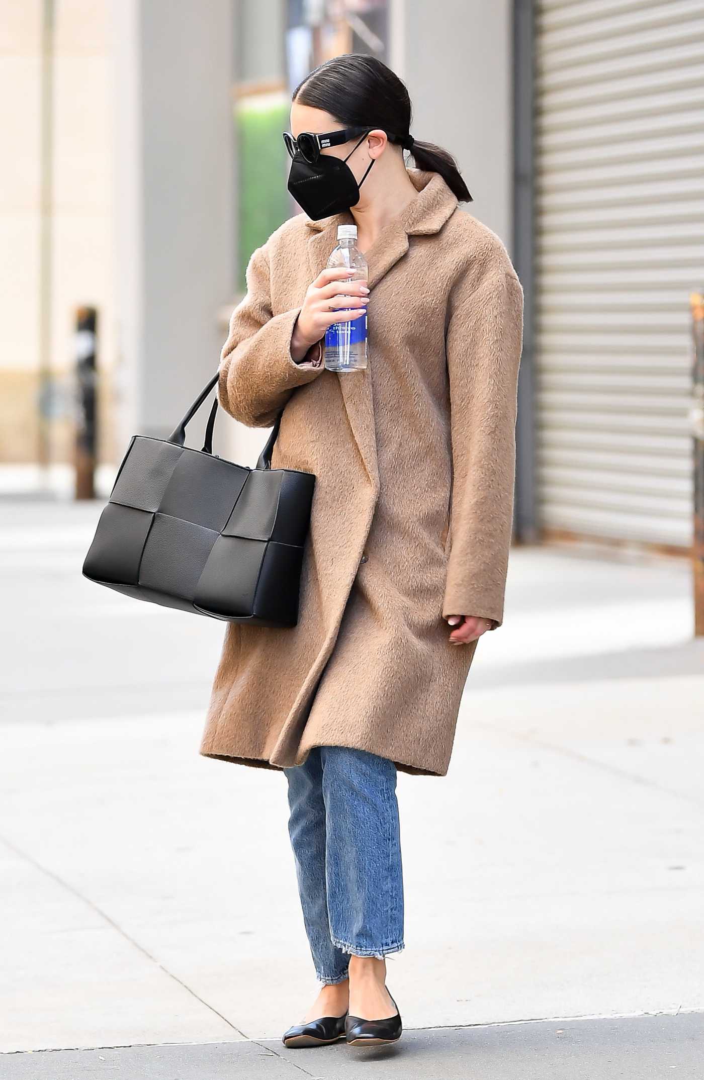 Lea Michele in a Beige Coat Was Seen Out in New York 10/15/2022
