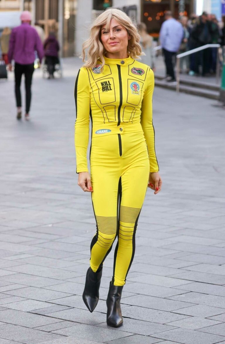 Zoe Hardman in a Yellow Catsuit