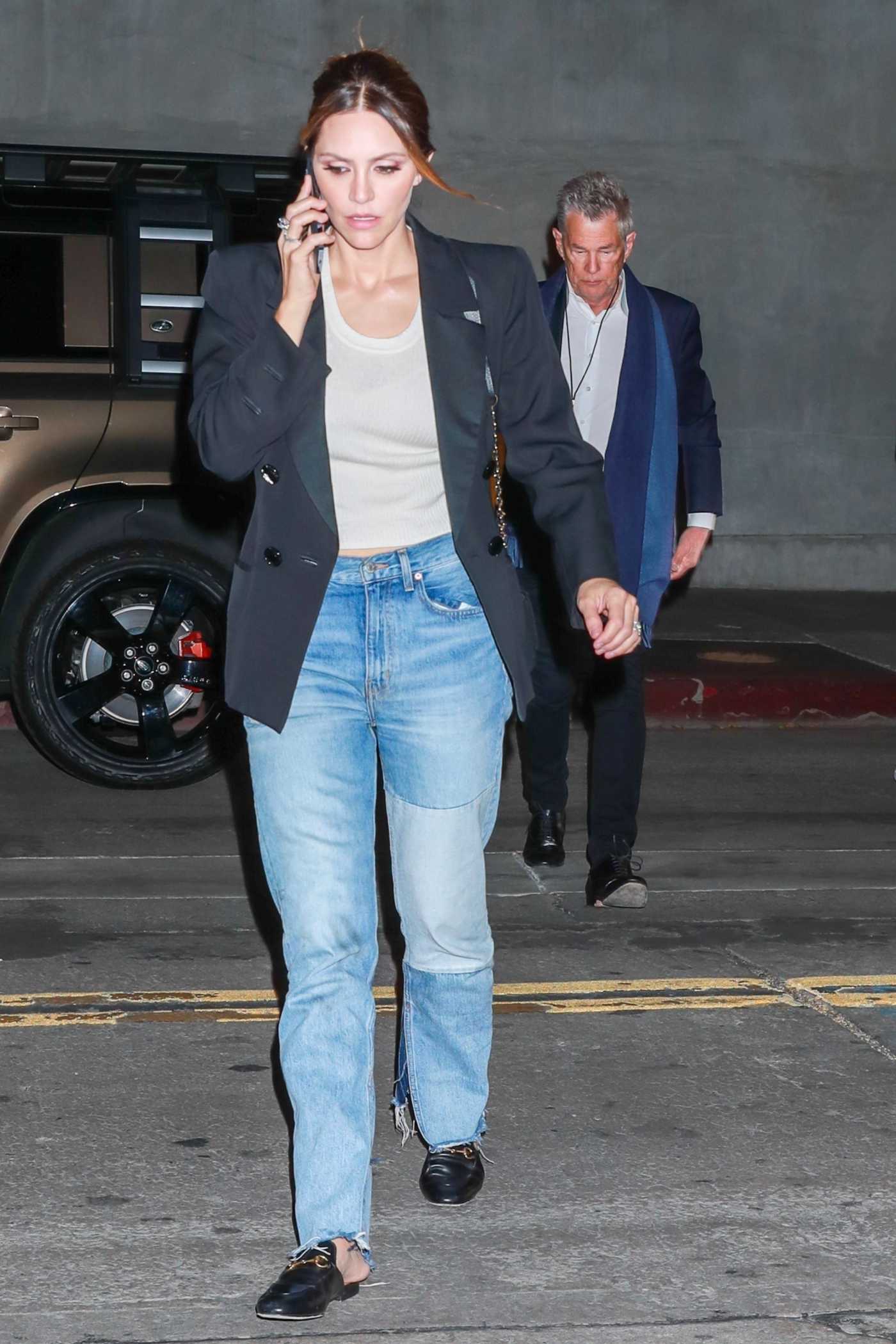 Katharine McPhee in a Black Blazer Enjoys a Date Night at Craig’s in West Hollywood 11/20/2022