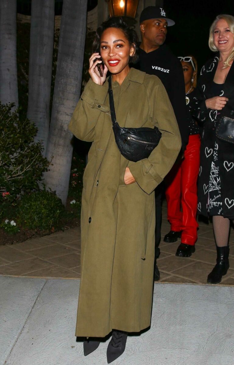 Meagan Good in an Olive Coat