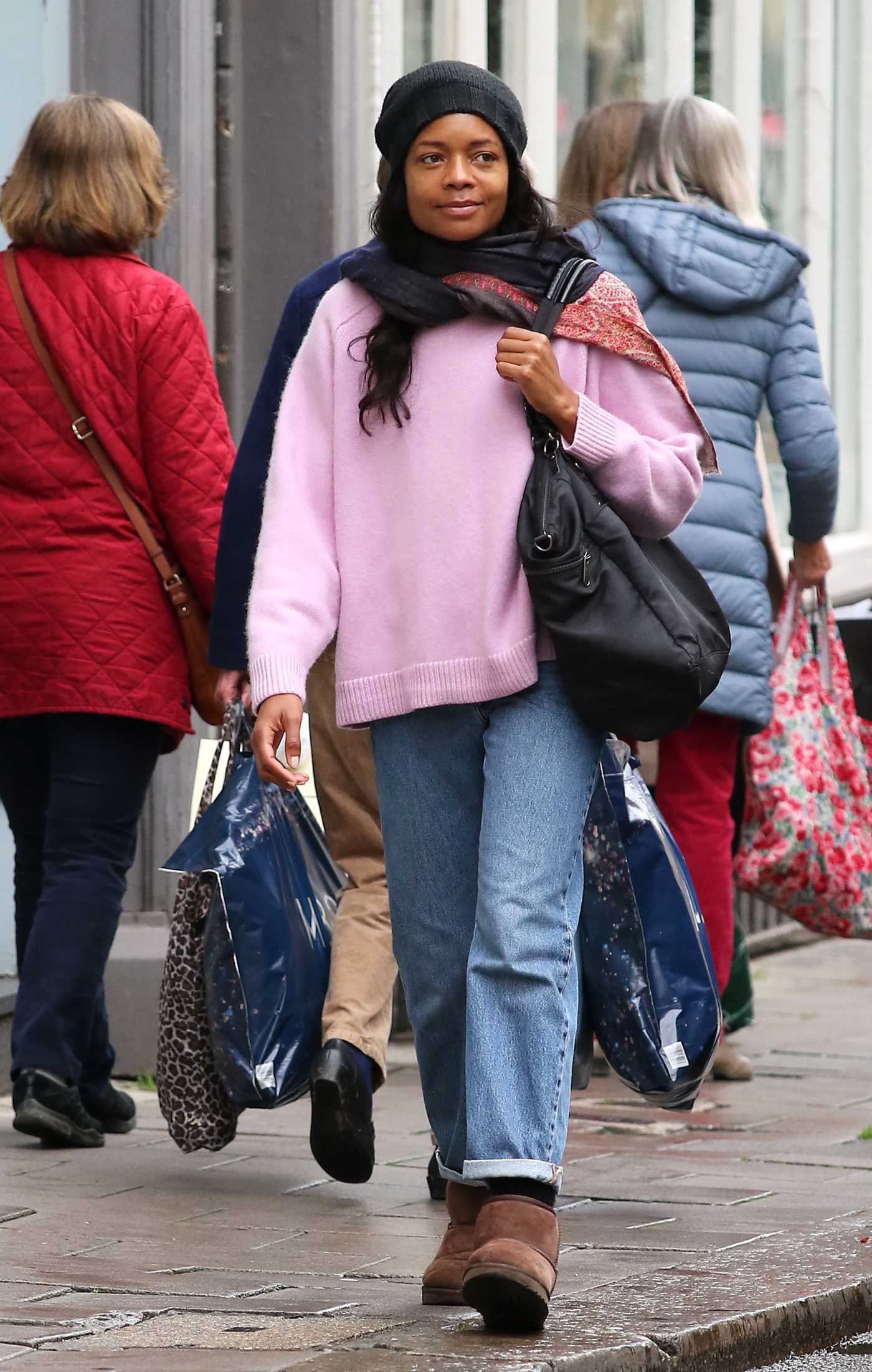 Naomie Harris in a Pink Sweater Was Seen Out in Bath 11/21/2022